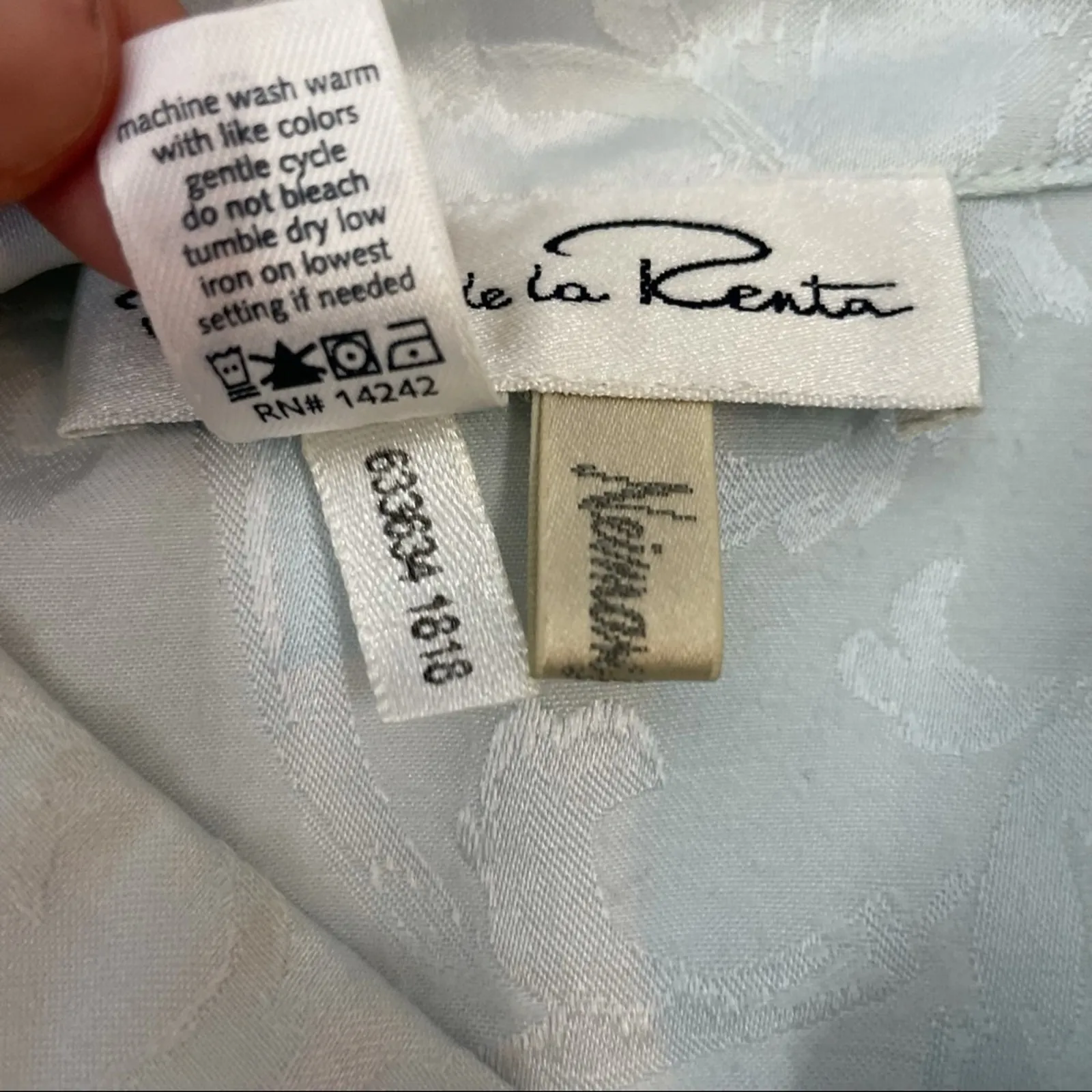 Vintage OSCAR DE LA RENTA Sleep Tunic Women Small Jacquard Embroidered Old Money - Image 8