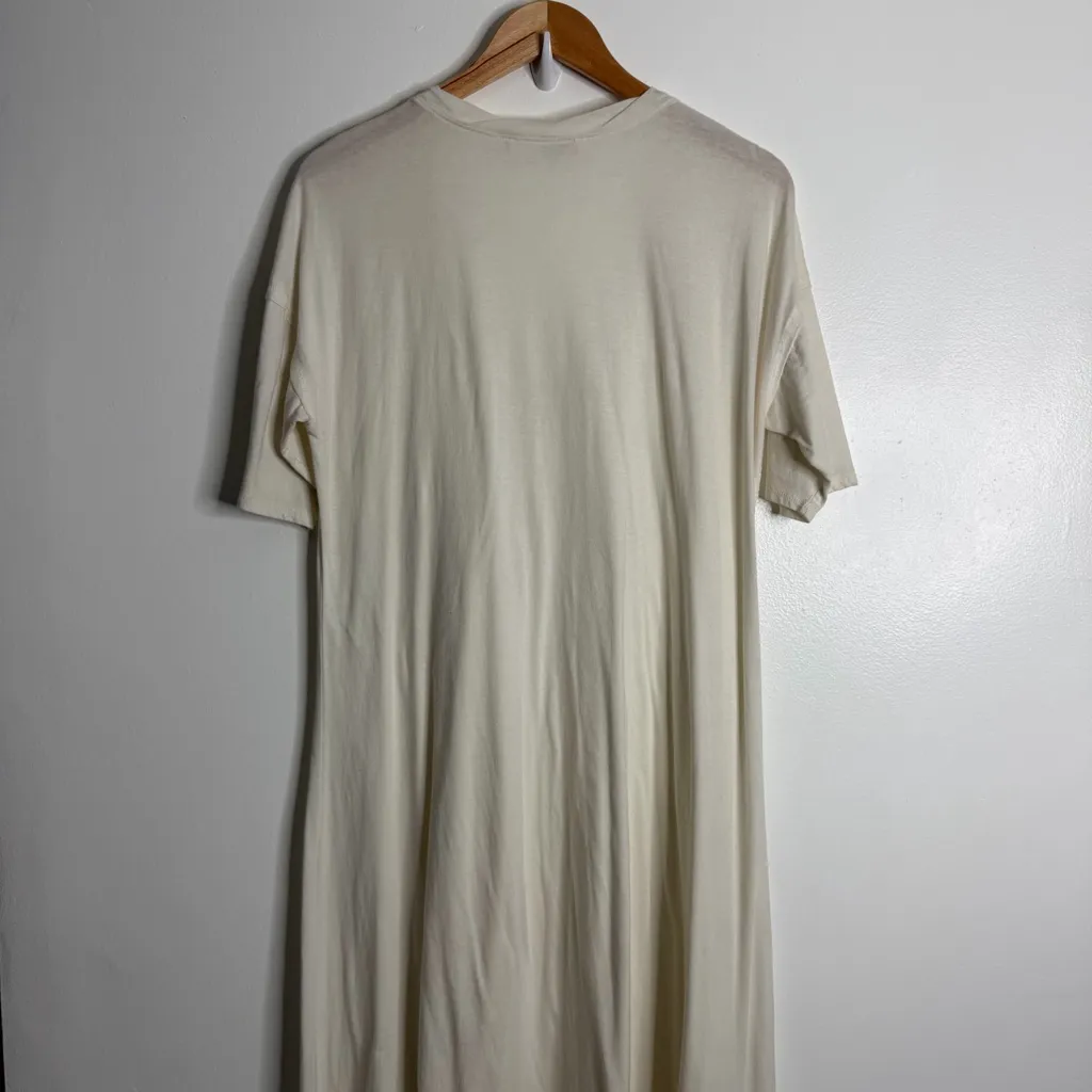 FP Beach Carter Slouchy V-Neck Dress Off-White Short Sleeve Resort Coverup Med - Image 4