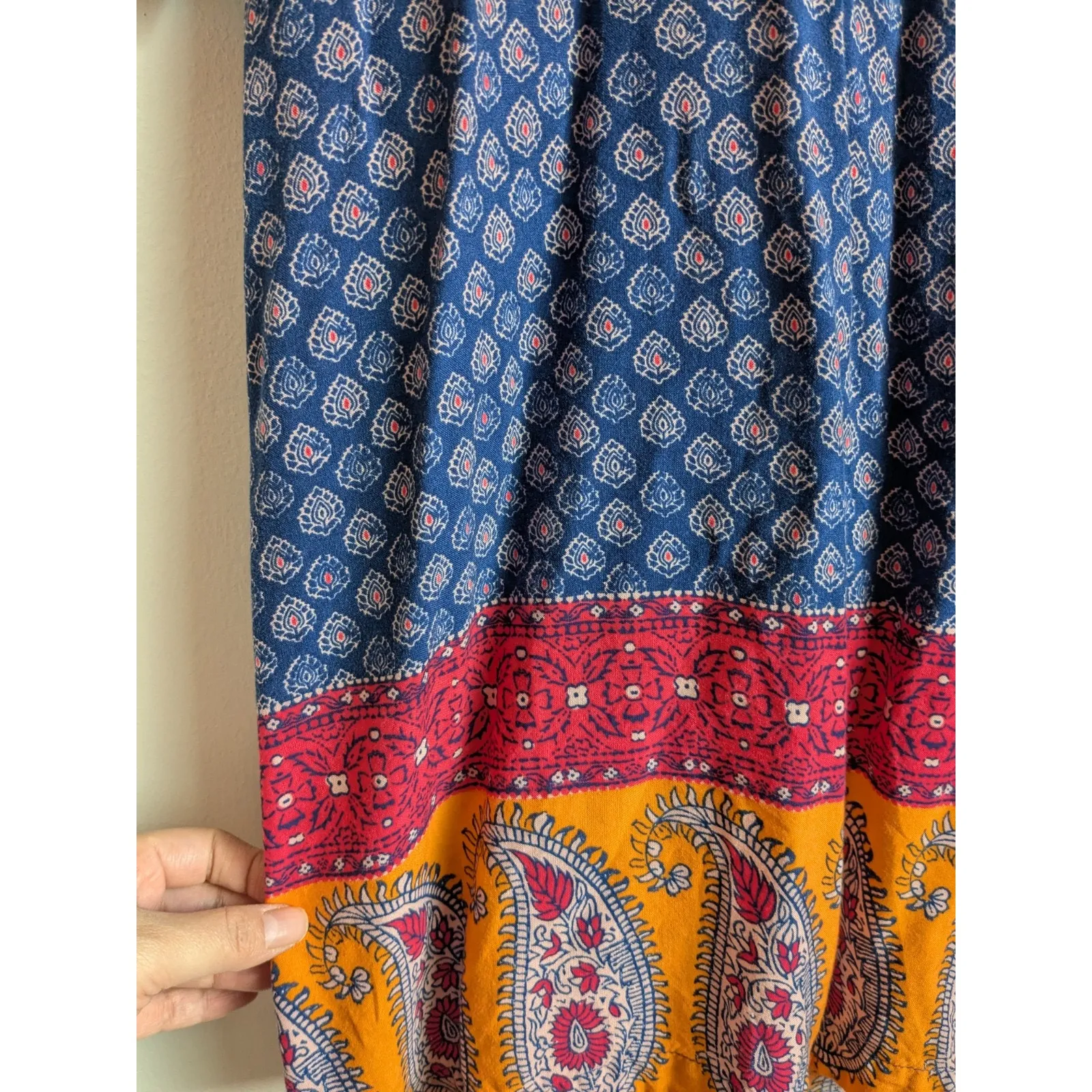 Faded Glory Dress Women's Paisley 3/4 Sleeve Boho Hippie Summer Size 4-6 S - Image 2