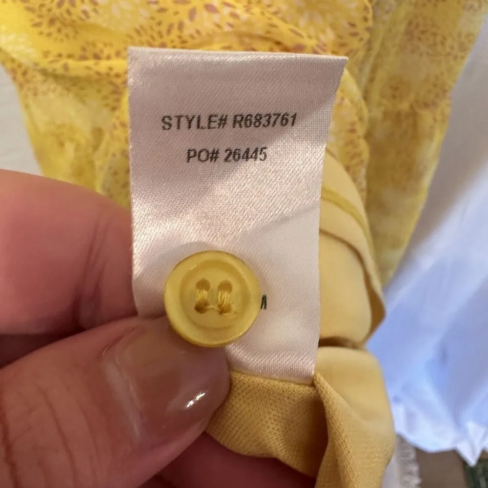 Lulu's Women's Size Medium Dressed Up Yellow‎ Patterned Tiered Midi Dress Yellow - Image 8