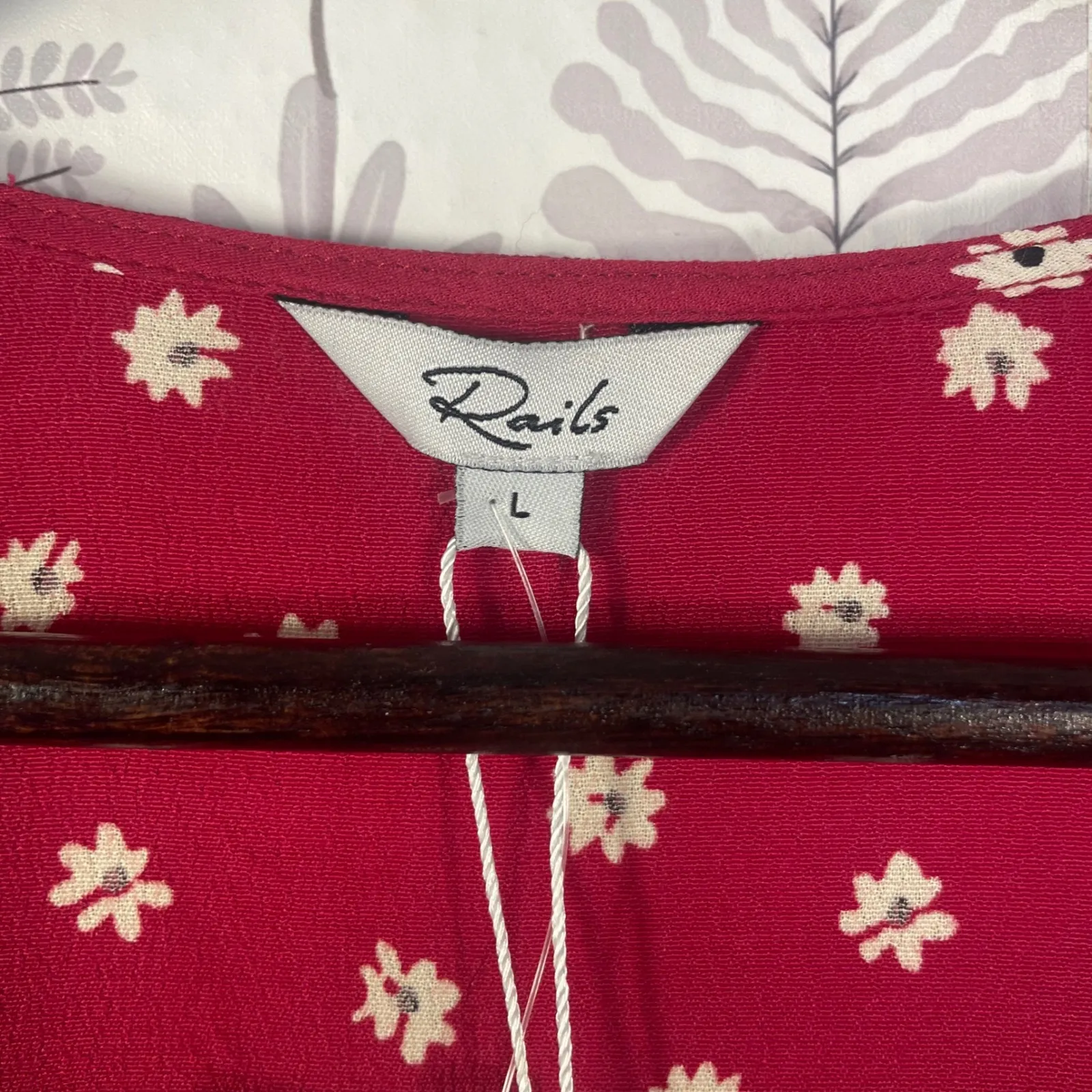 Rails‎ Koreen Wrap Dress Women's L Red Wildflower Floral Short Sleeve Ruffle Hem - Image 8