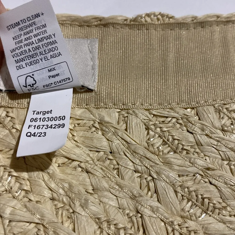 Adjustable Straw visor hat tan natural NWT target packable beach pool - Image 7