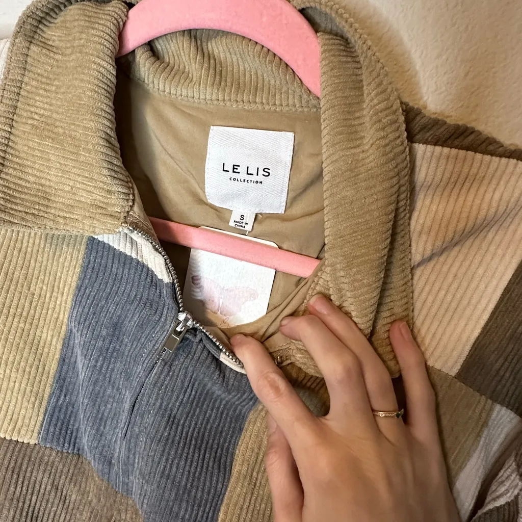 Le Lis Patchwork Bomber Jacket - Cream, Brown, Blue - Image 4