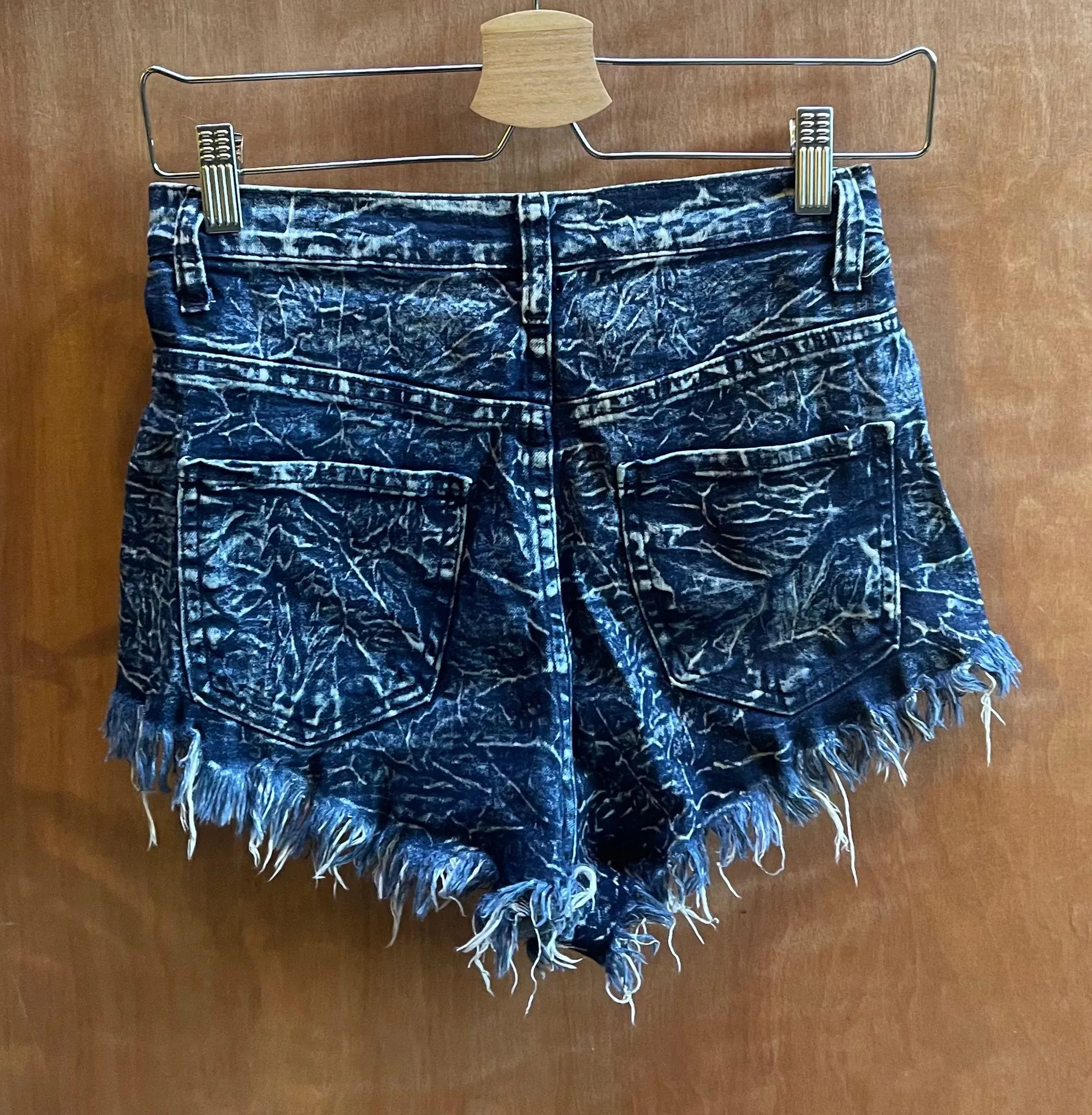 Aphrodite distressed high waisted acid wash denim shorts - Image 2