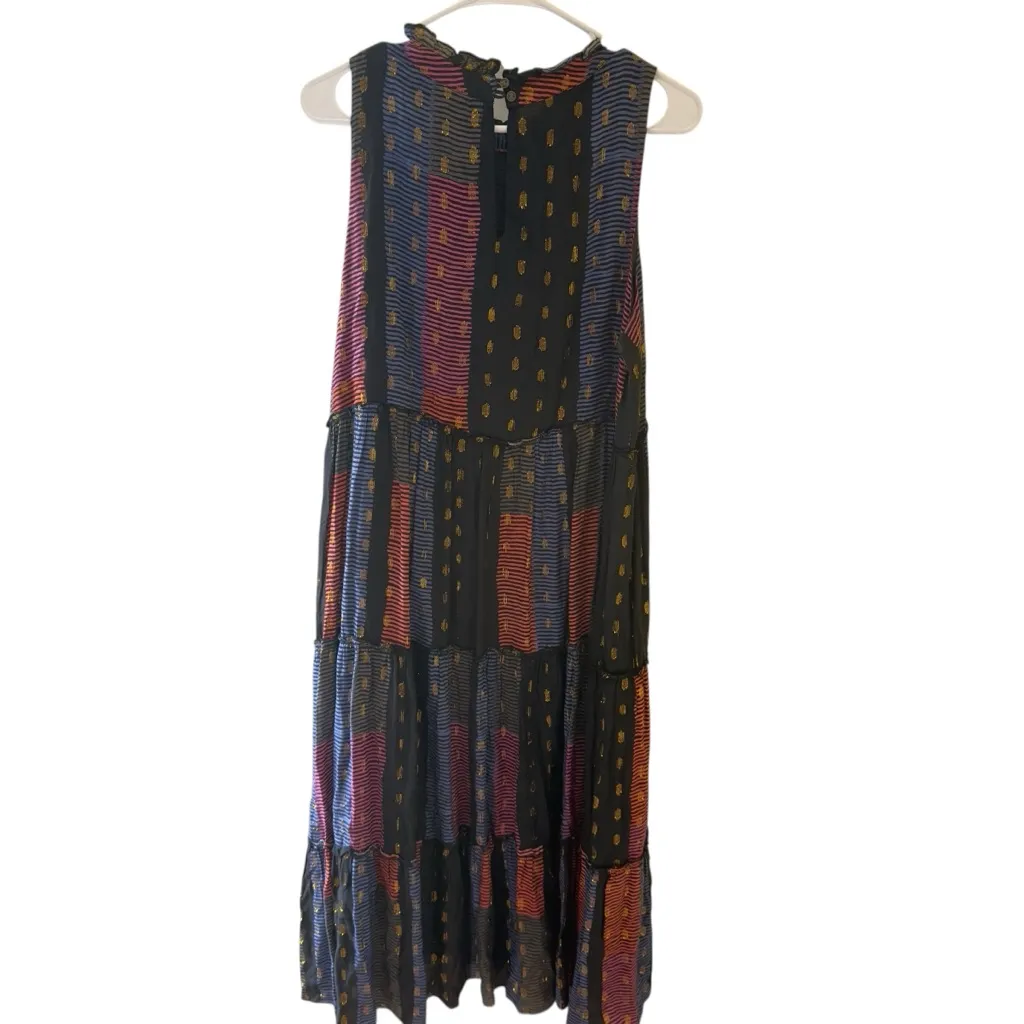 Tuckernuck Oliphant Metallic Dot Multicolor Tiered‎ Maxi Dress Boho Black M Pink - Image 2