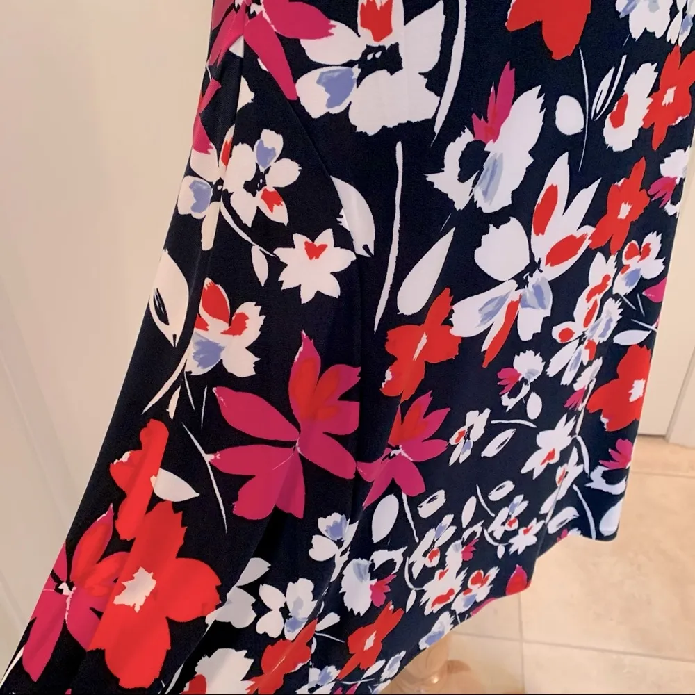 Chaps Navy Floral Dress XL EUC - Image 7