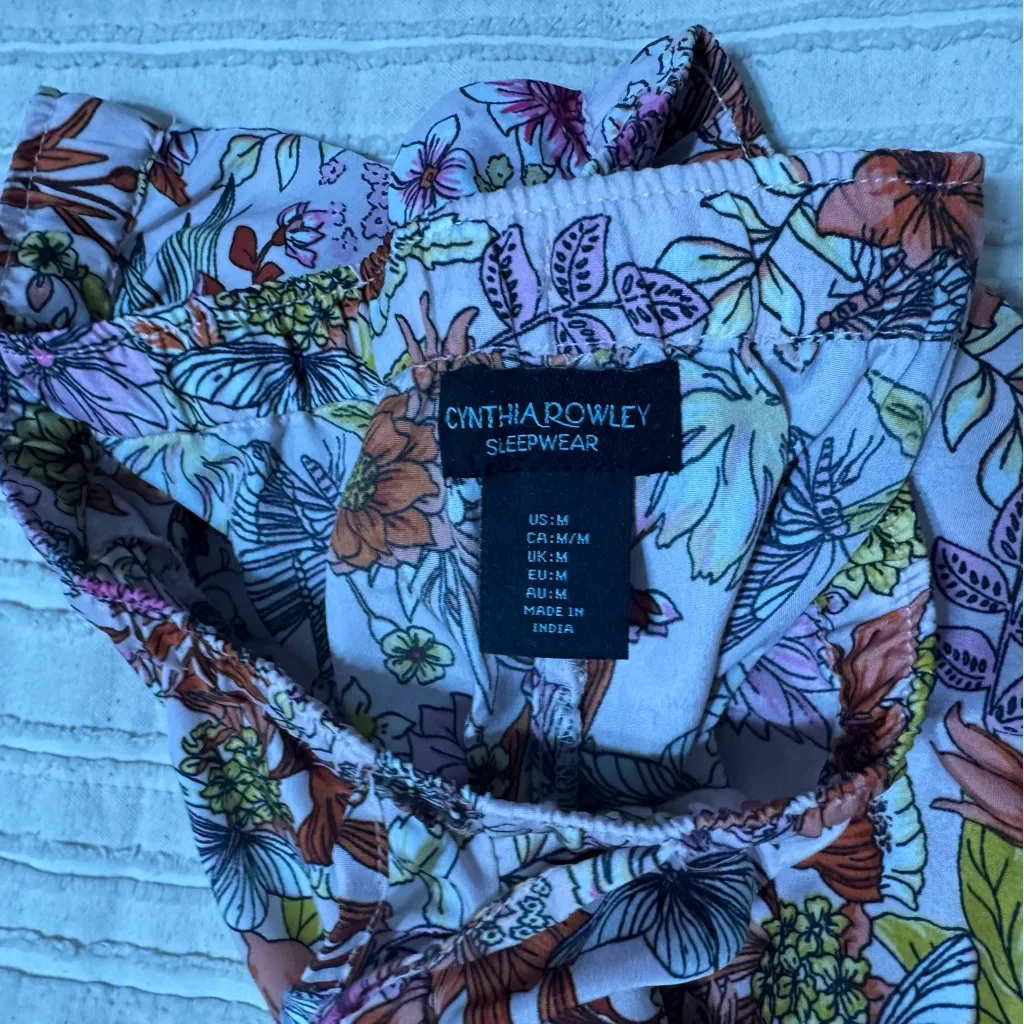 Cynthia Rowley womans Pajama Set floral pink mauve butterflies - Image 5