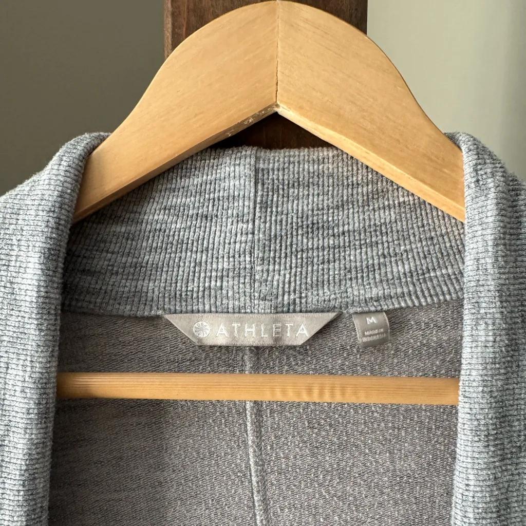 Athleta Pranayama Restore Wrap Long Sleeve Cardigan Lt Heather Gray Sz Med VGUC - Image 9