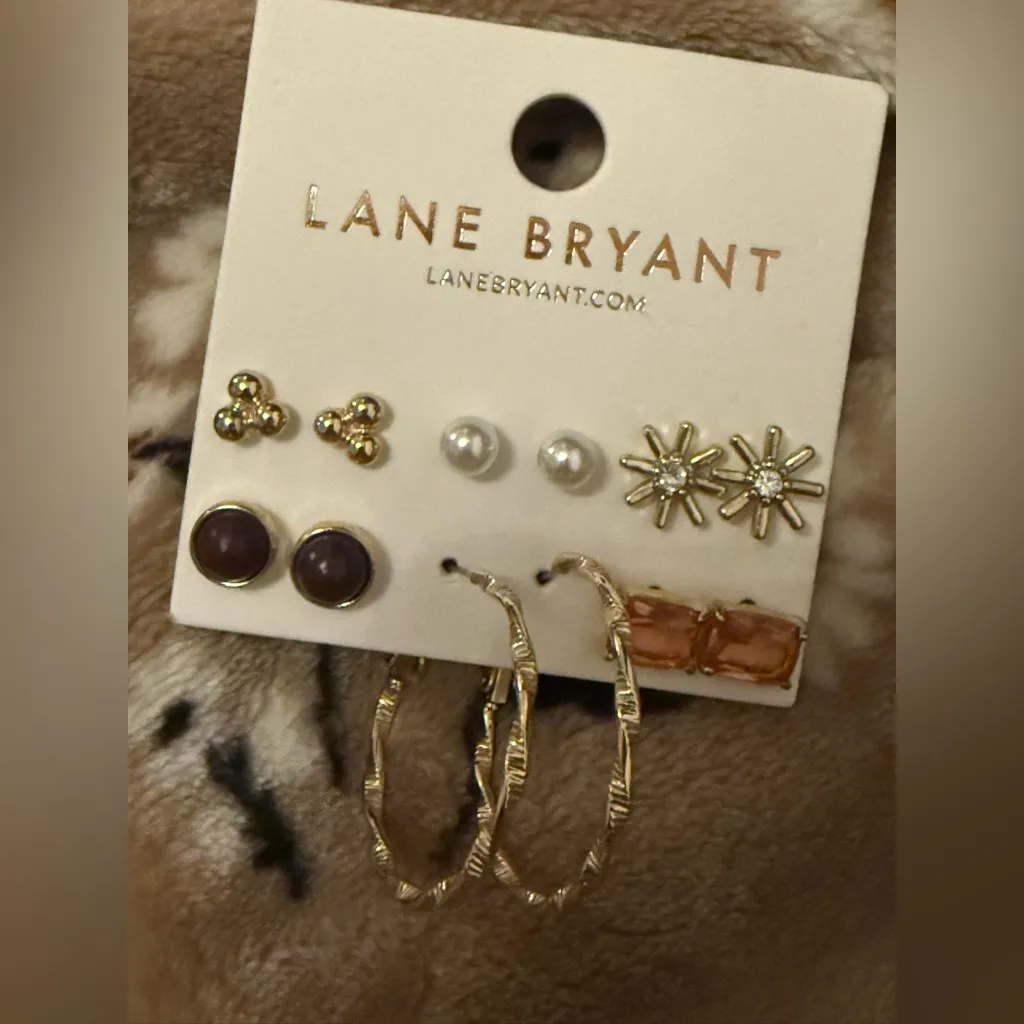 Lane Bryant Mixed Gold Fall Autumn Classic Stud & Hoops Earrings 6-Pack - Image 6