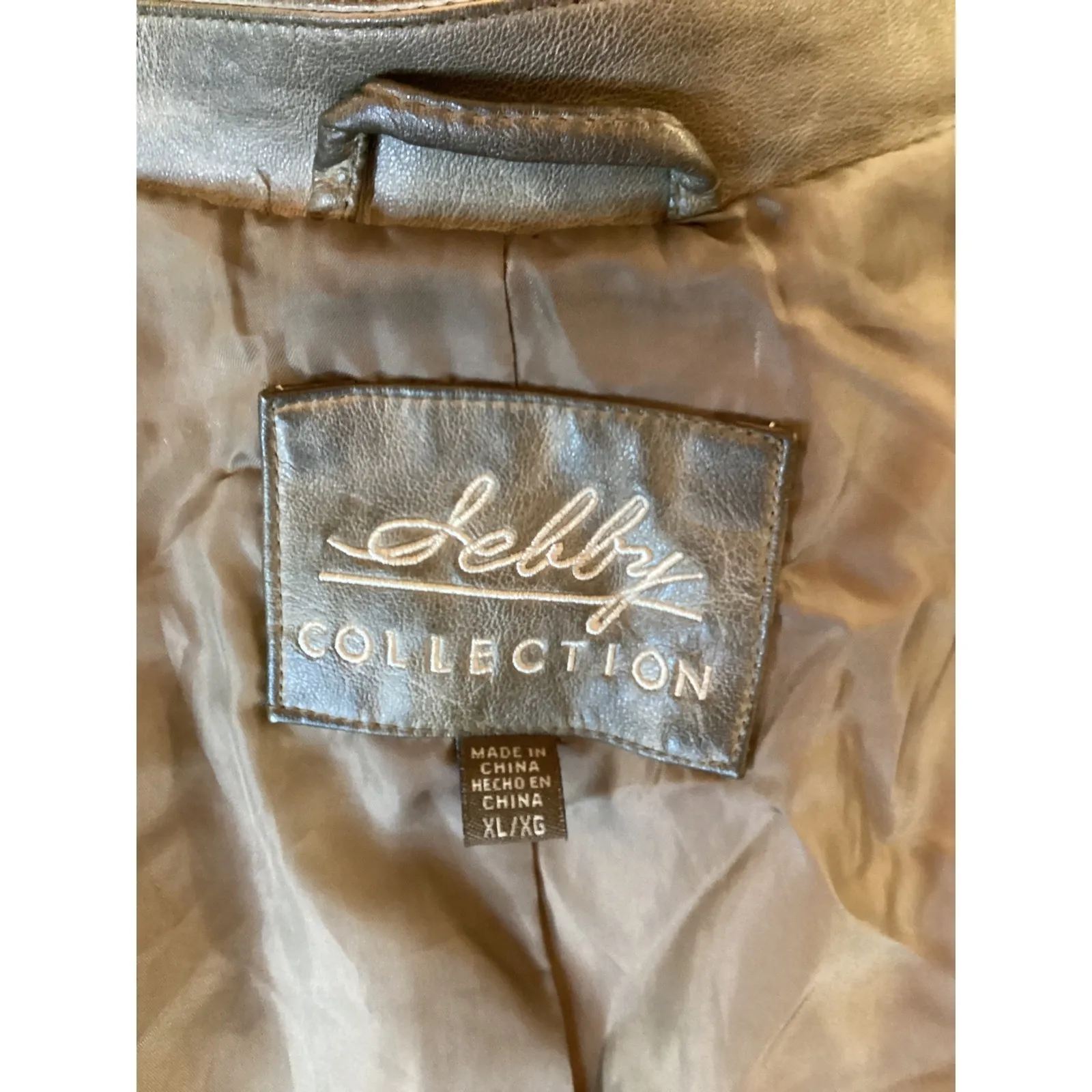 Sebby Collection Faux Leather Moto Jacket XL Grey/Olive Asymmetrical Zip Style Size undefined - Image 4