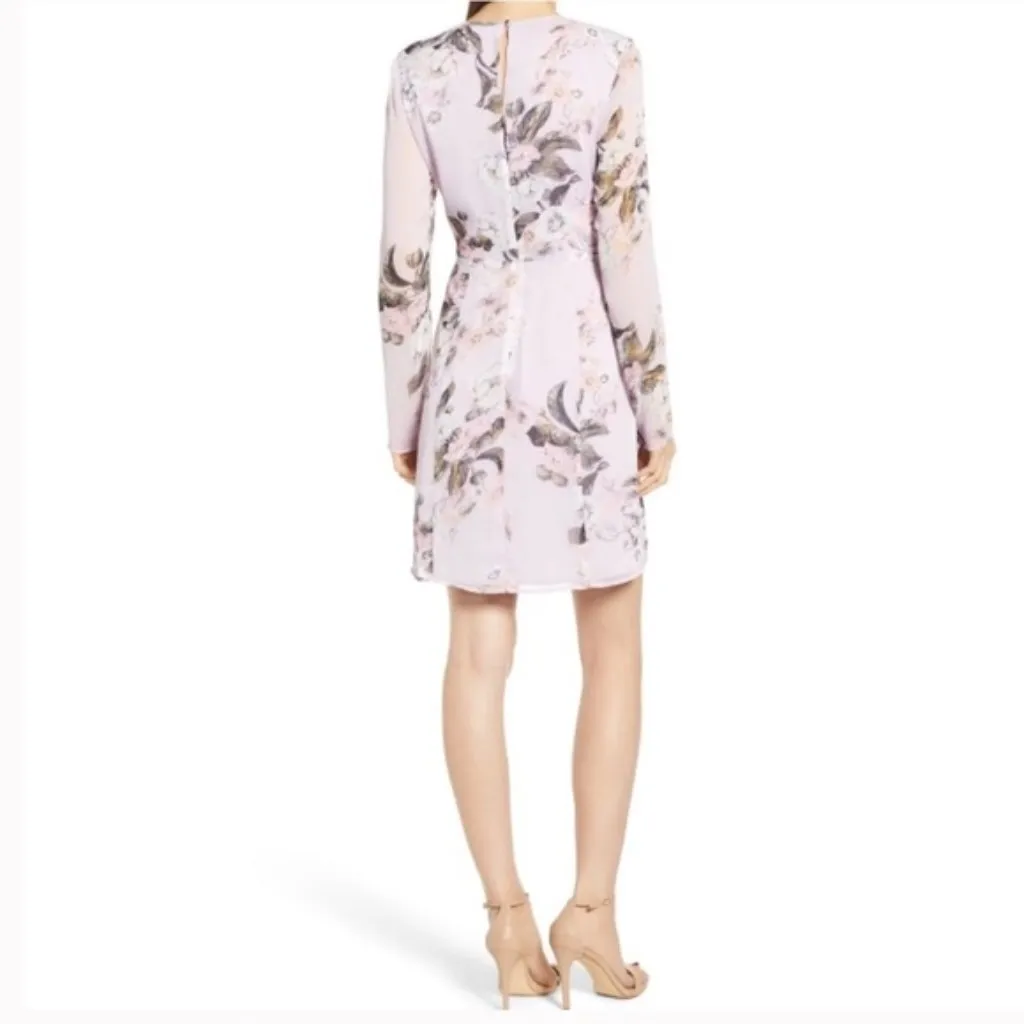 Leith Long Sleeve Floral Chiffon Dress Lavender Frost Size Medium - Image 2