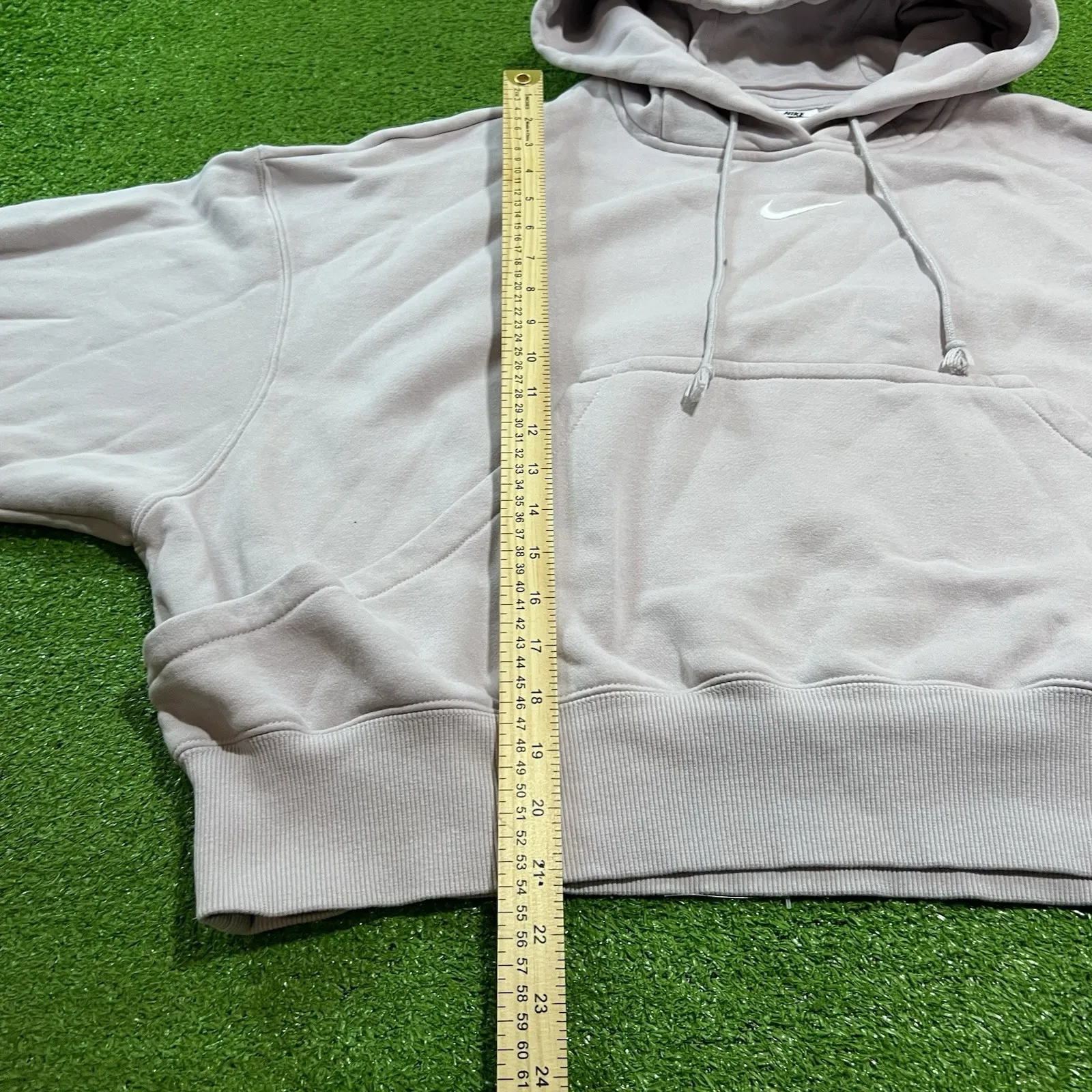 Vintage Y2k Nike Hoodie Women SM Oversized Baggy Fit Cropped Center Swoosh Pink - Image 5