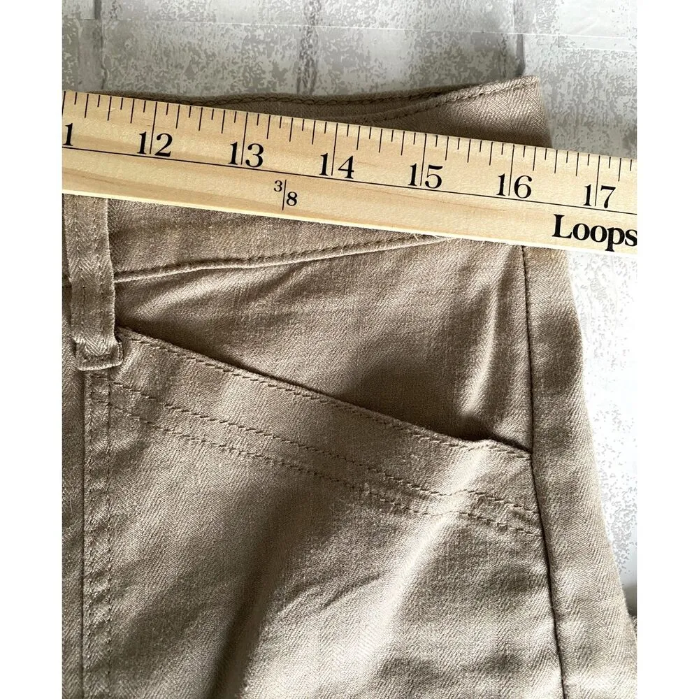 Evereve Beth Wide Leg Pants Pockets  Linen Blend Safari Sz 31 - Image 5