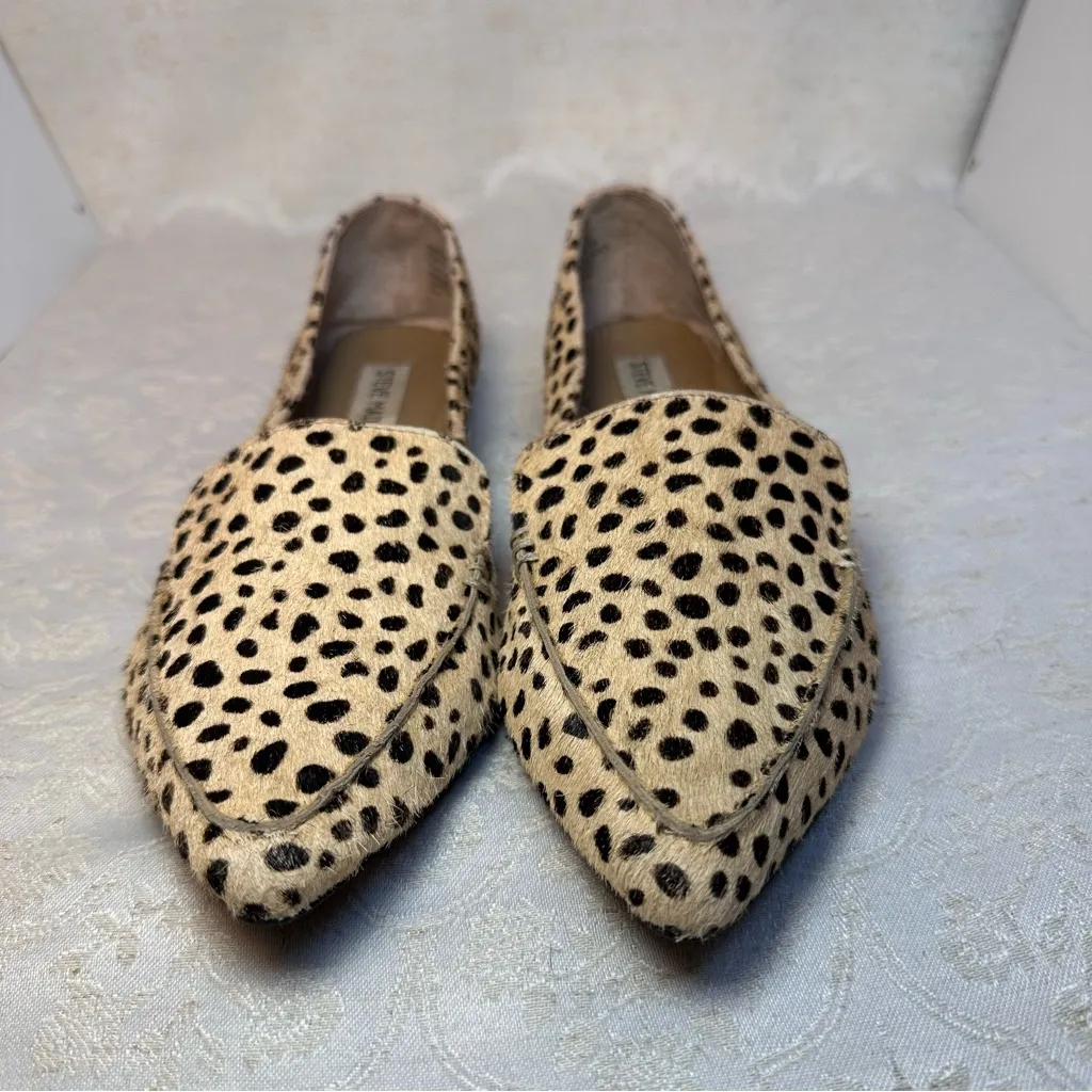 Steve Madden Feather Leopard Print Cow Hair  Black and Tan Womens Loafers Size 7 - Image 2