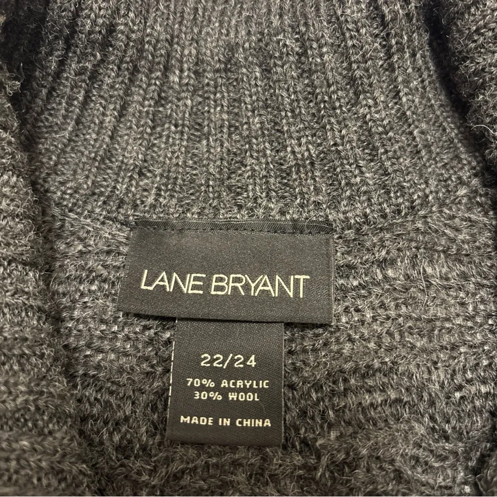 LANE BRYANT 22/24 Long Cardigan Sweater Cable Knit Snowflake Buttons Wool Blend - Image 2