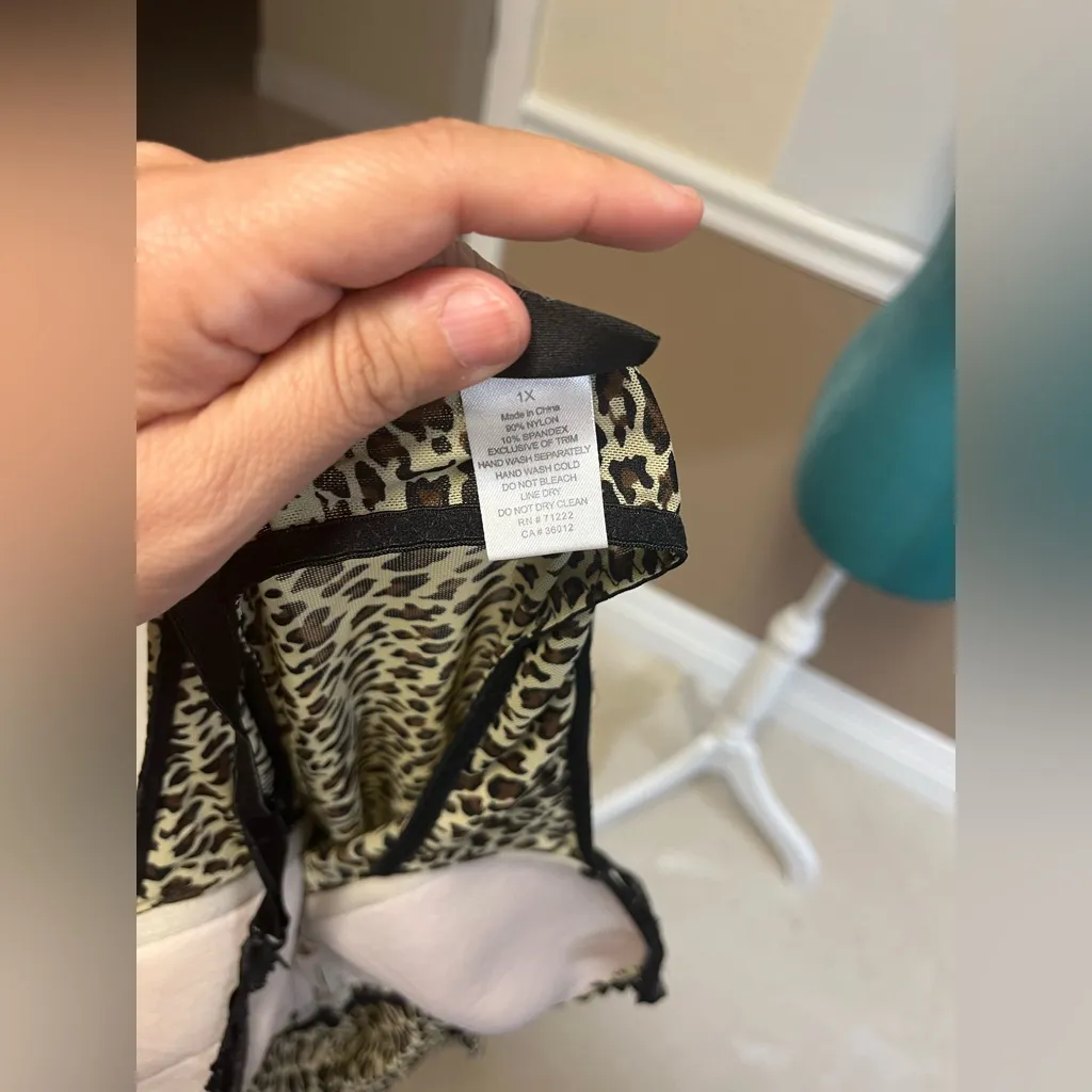 RAMPAGE‎ Intimates Vintage Mesh Leopard Print Slip Dress Built-In Bra (C/D Cup) - Image 9