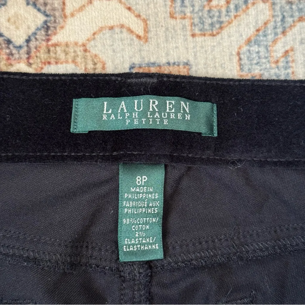 Lauren Ralph Lauren Black Velvet Straight Leg Dress Pants Women’s Size 8 Petite - Image 7