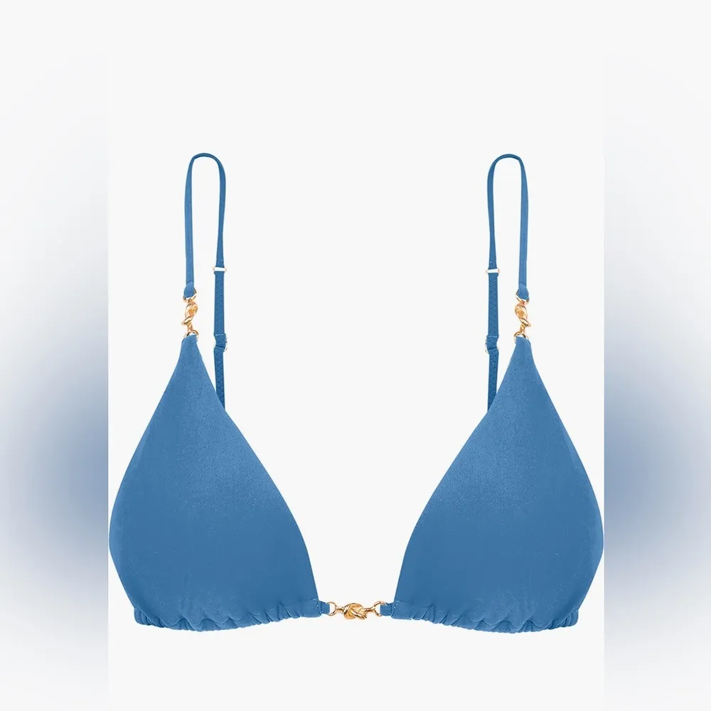 VIX Swimwear Cora Triangle Bikini Top, Size Medium, $148 Blue - Image 6