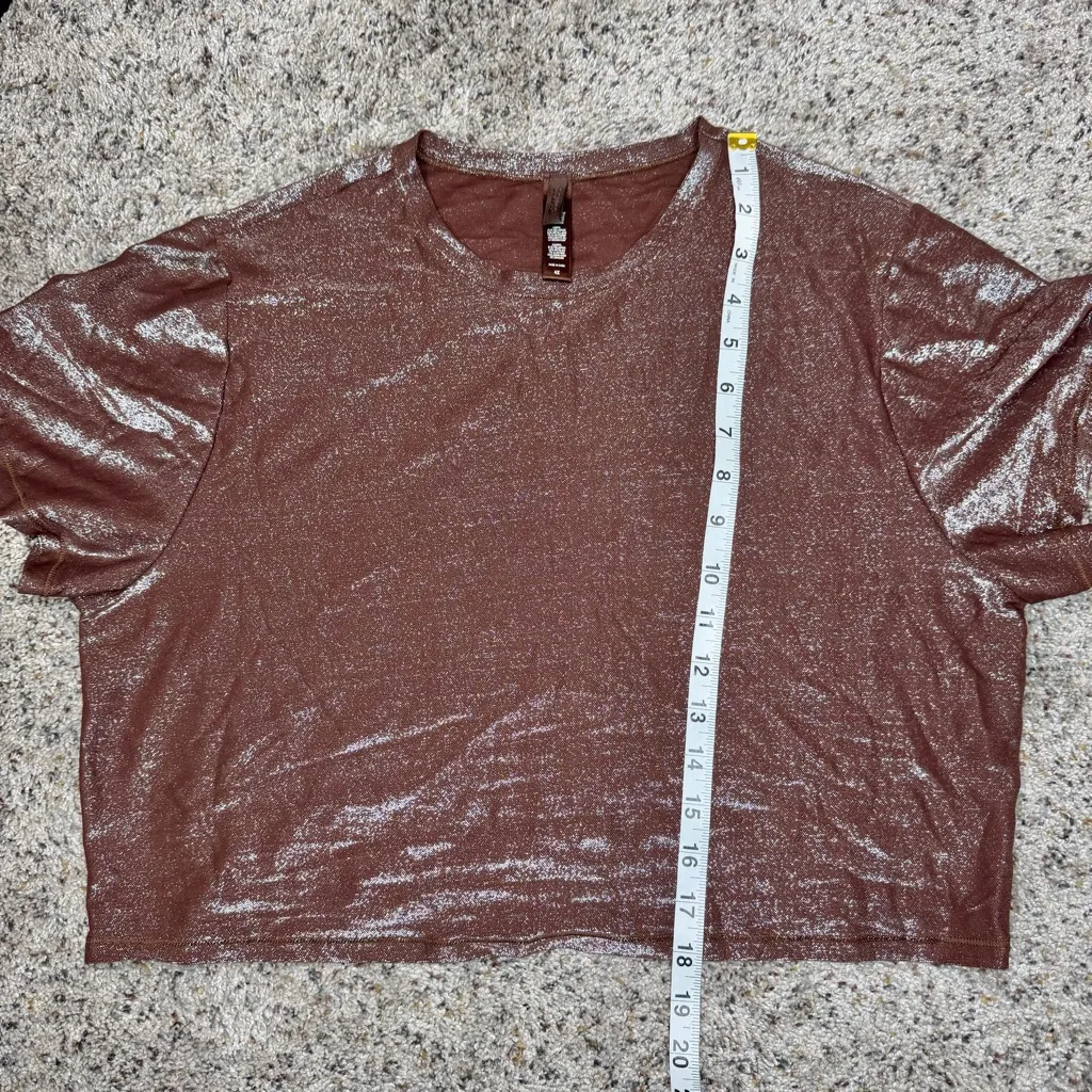 SKIMS Shimmer Crop Top Cocoa Brown 4X Plus Size Metallic Short Sleeve Tee - Image 8