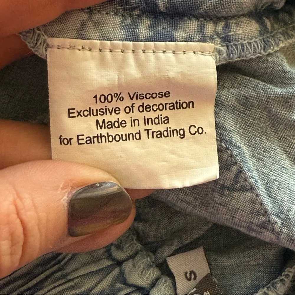 Earthbound Trading Co Chambray 3D Embroidered Shorts Lightweight Boho Small - Image 10