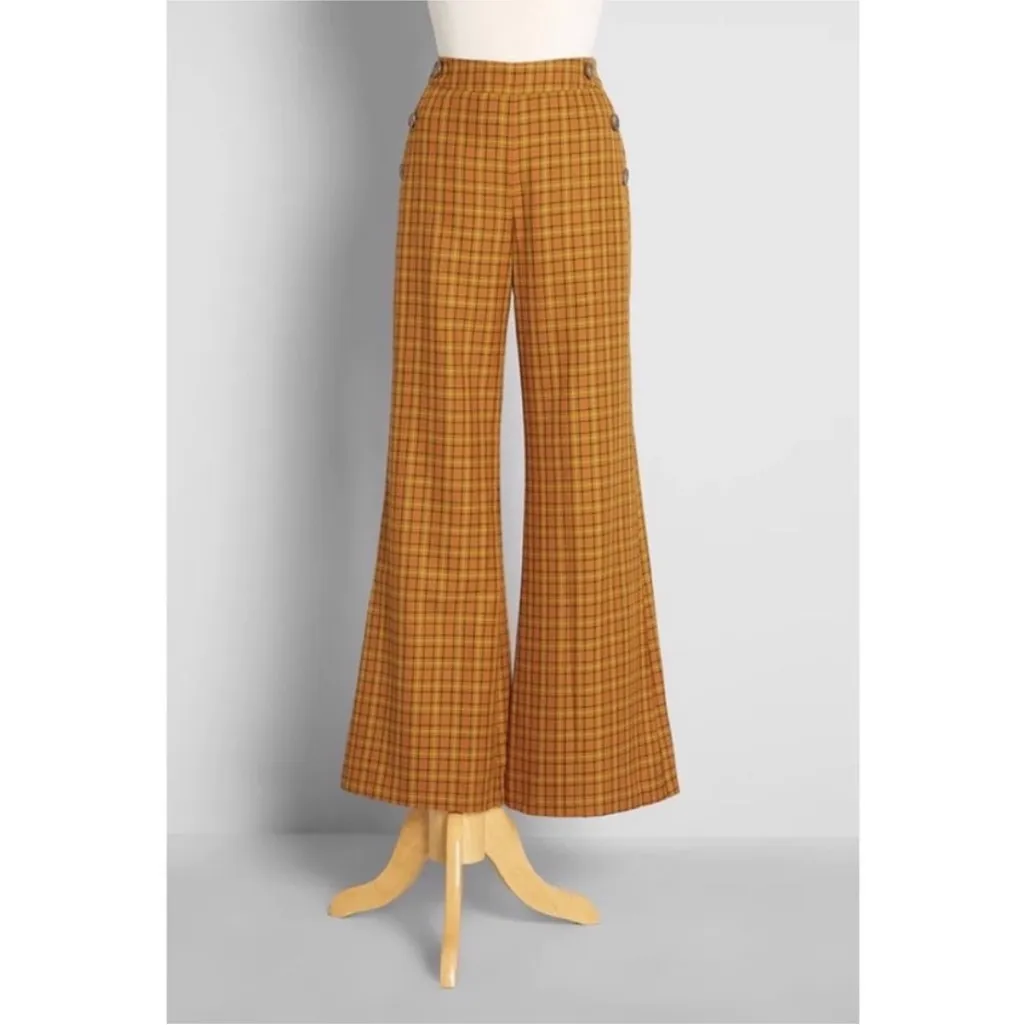ModCloth Making Power Moves Wide Leg Plaid Pants Size 14 - Image 2
