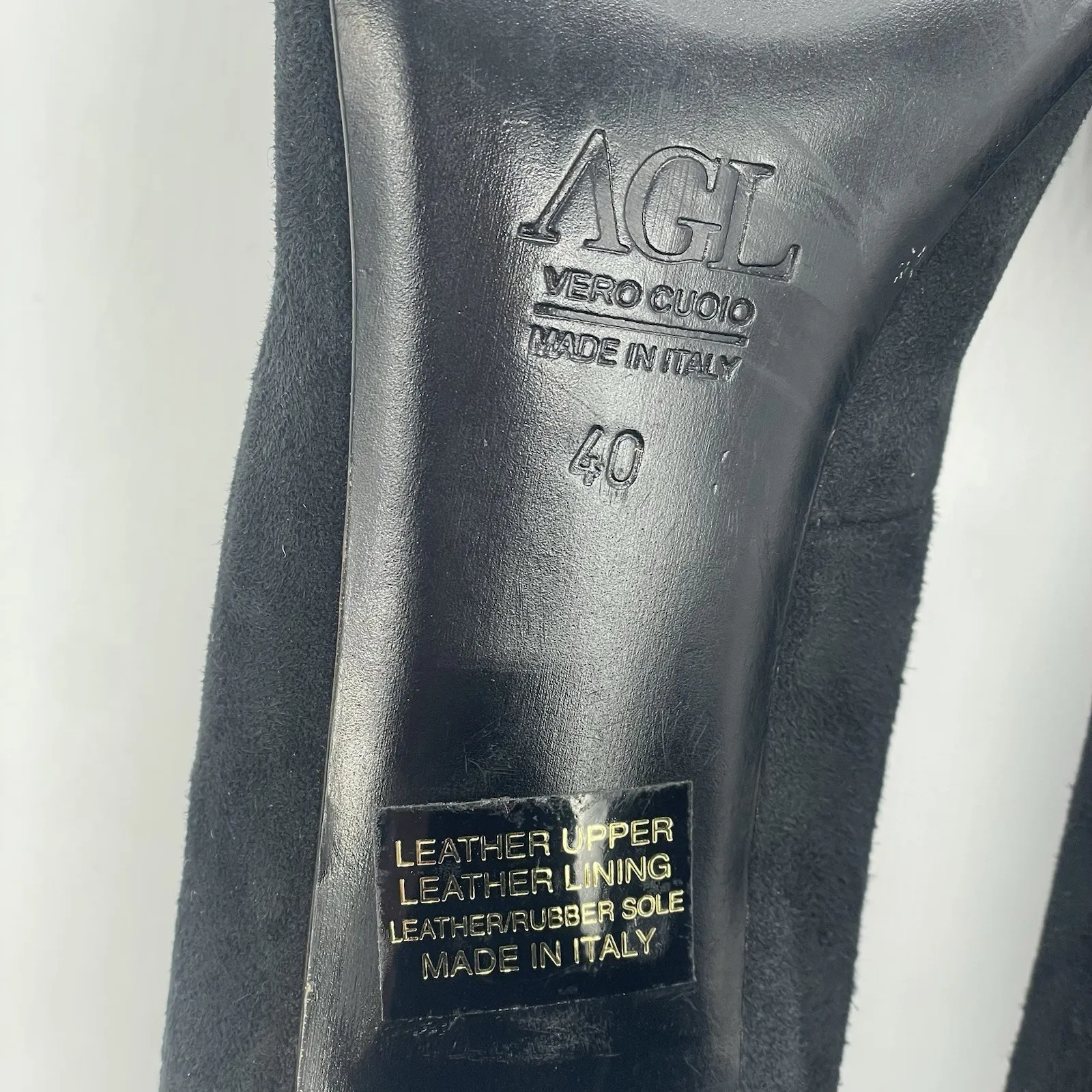 AGL Attilio Giusti Leombruni Womens 40 (US 9.5) Pumps Heels Black Suede Horsebit - Image 8