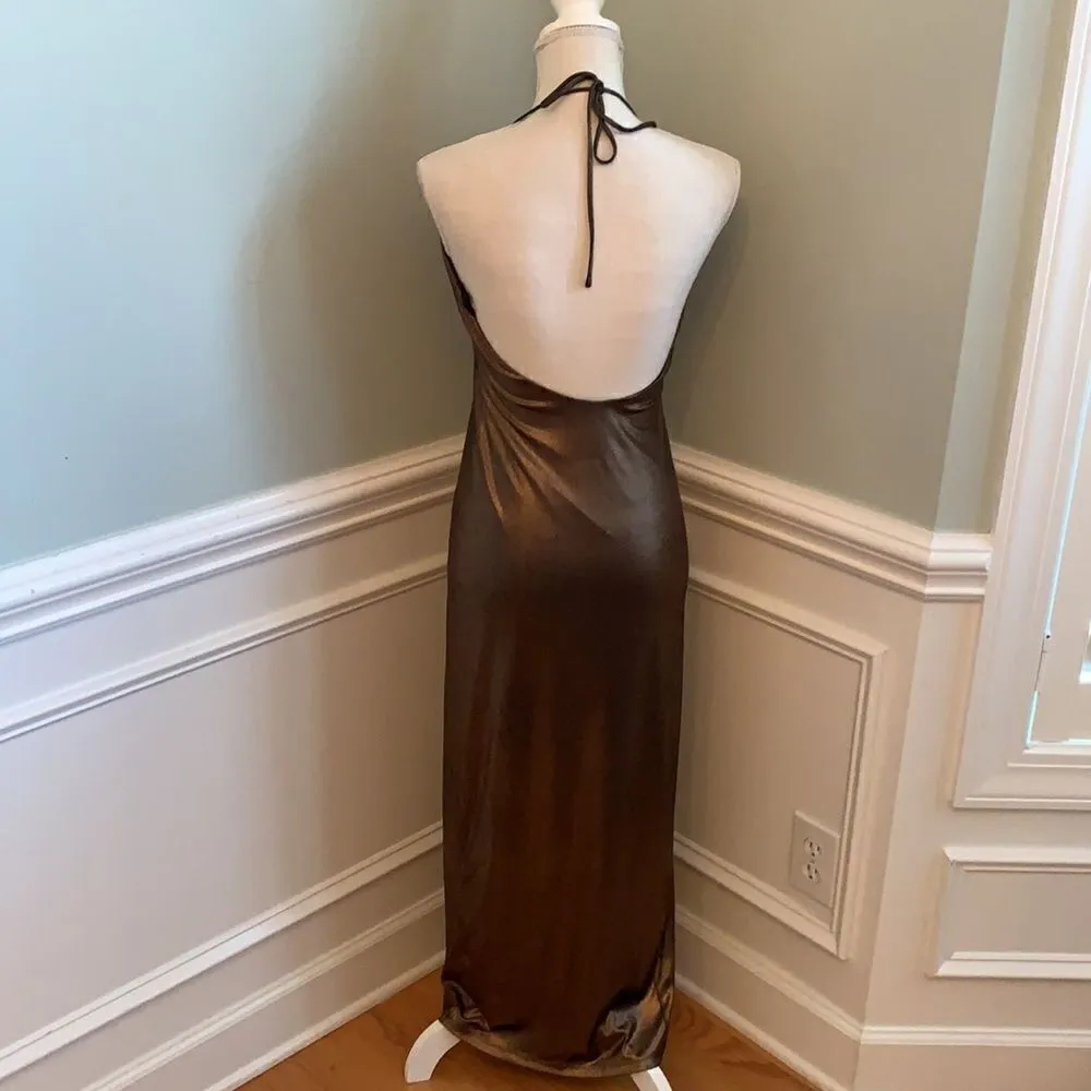 NBD Dancing Queen Maxi Dress In Shimmer Copper XS - Image 5