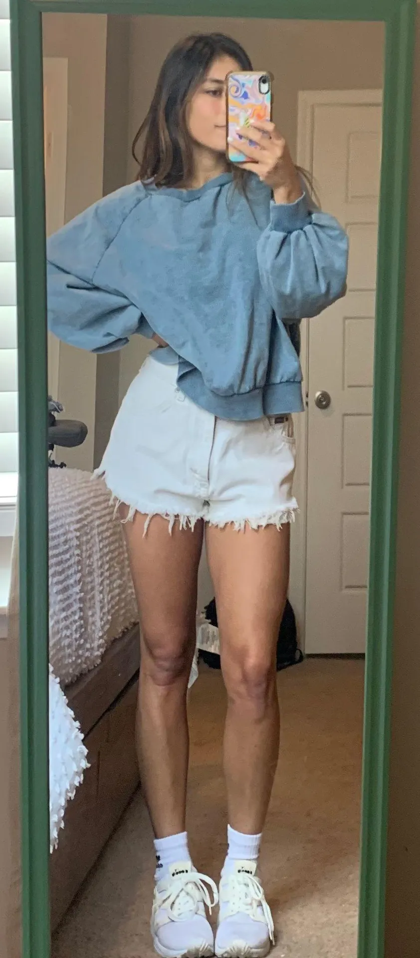 Don't Ask Why  Acid Wash Blue Crewneck - Image 2