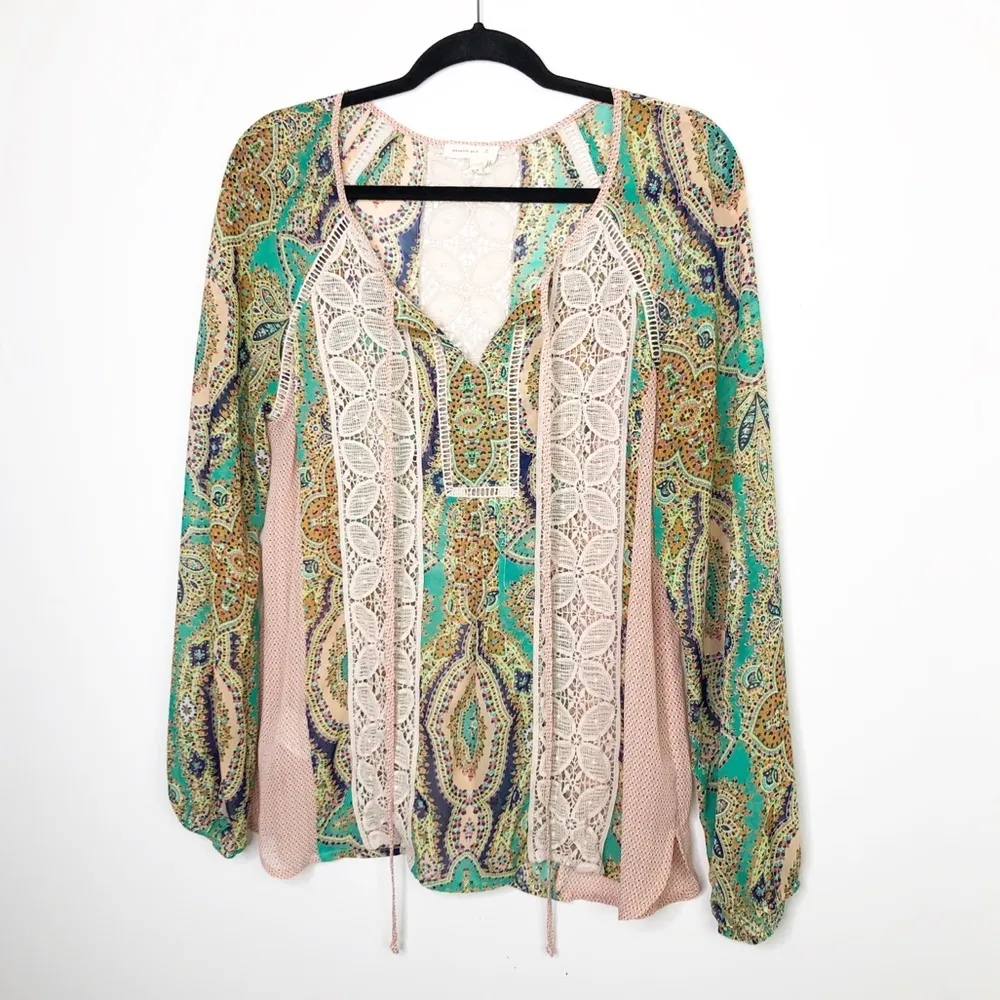 ANTHROPOLOGIE meadow rue Giada bohemian floral lace blouse - Image 7