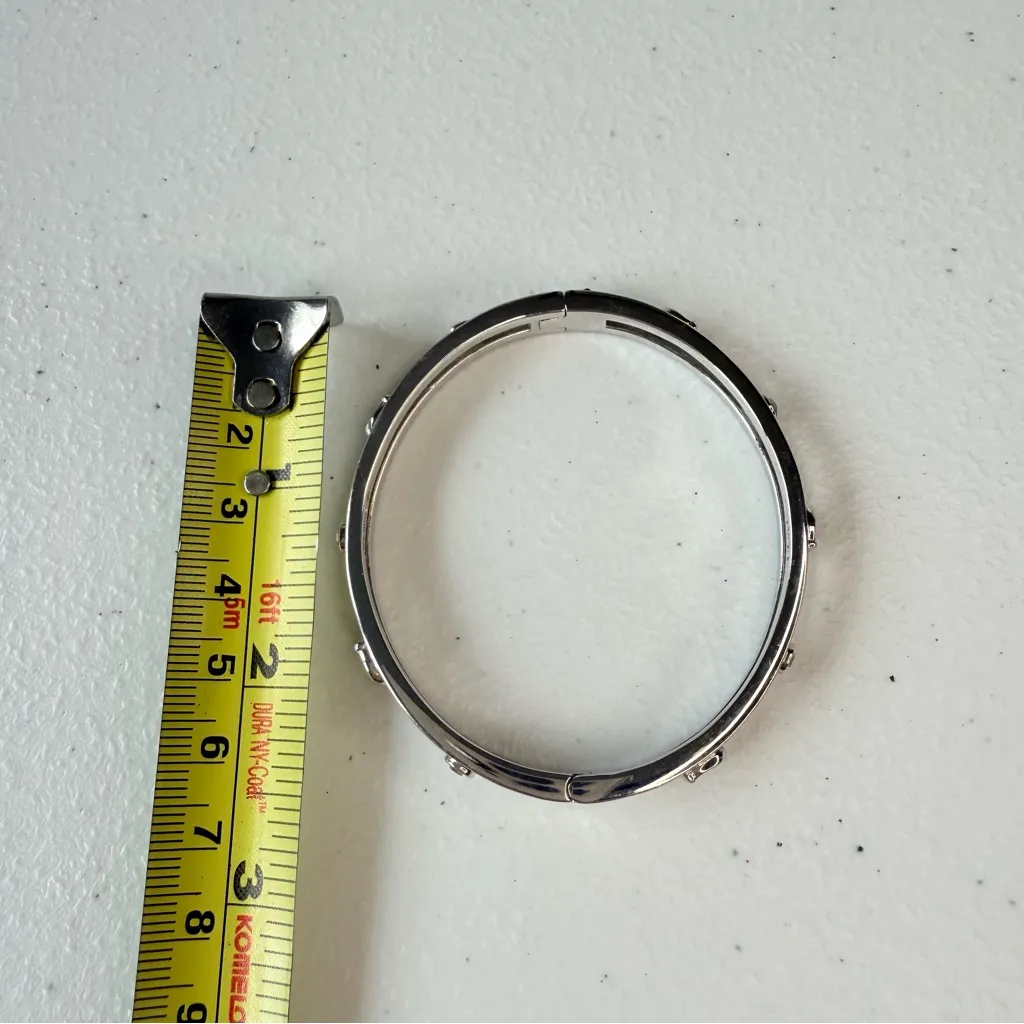 Coach signature Hinged Silver color Bangle Bracelet with cubic zirconia - Image 7