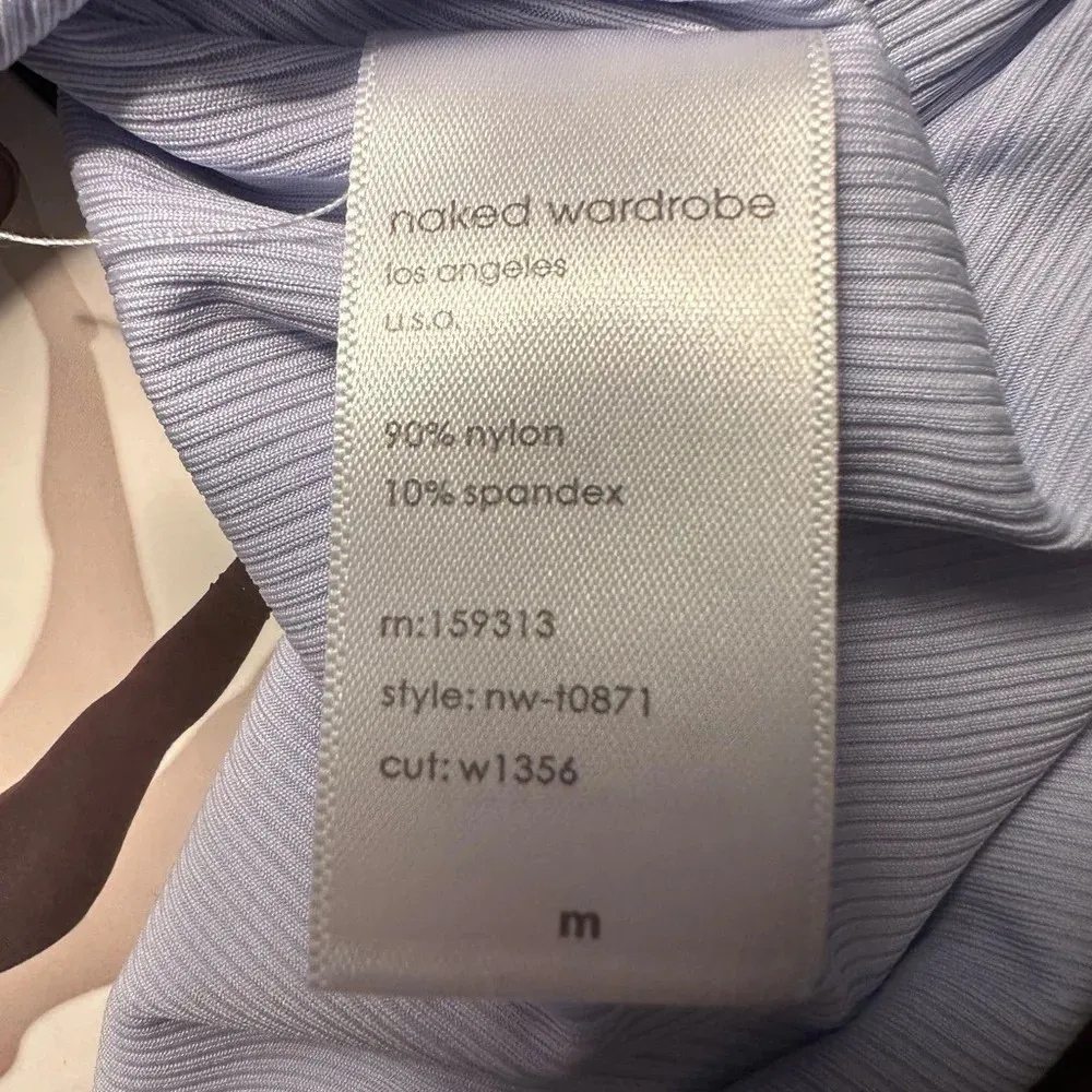 Naked Wardrobe Microrib One-Shoulder Crop Tank in light lavender - Image 4