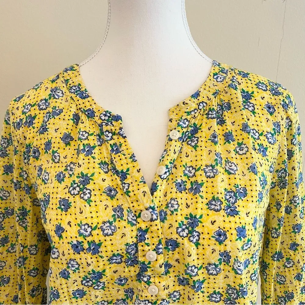 Talbots Floral Blouse Bandana Print Bell Sleeve Size Large Petite Popover - Image 3