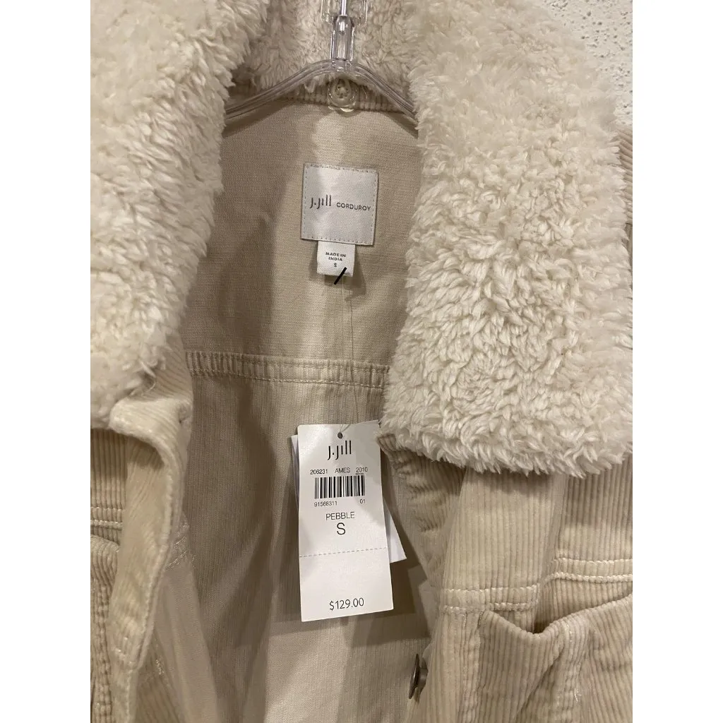 J.Jill Jacket Womens Small Pebble Corduroy Sherpa Collar Button Front Lined - Image 2