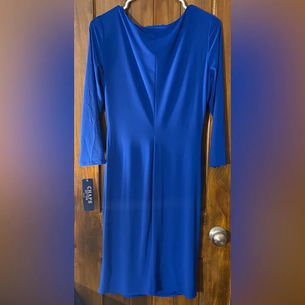 CHAPS Cobalt Blue Draped Dress - Image 5