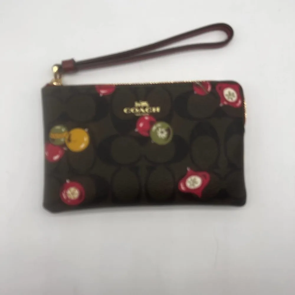 Coach Signature Holiday Ornament Print Wristlet NWT - Image 13
