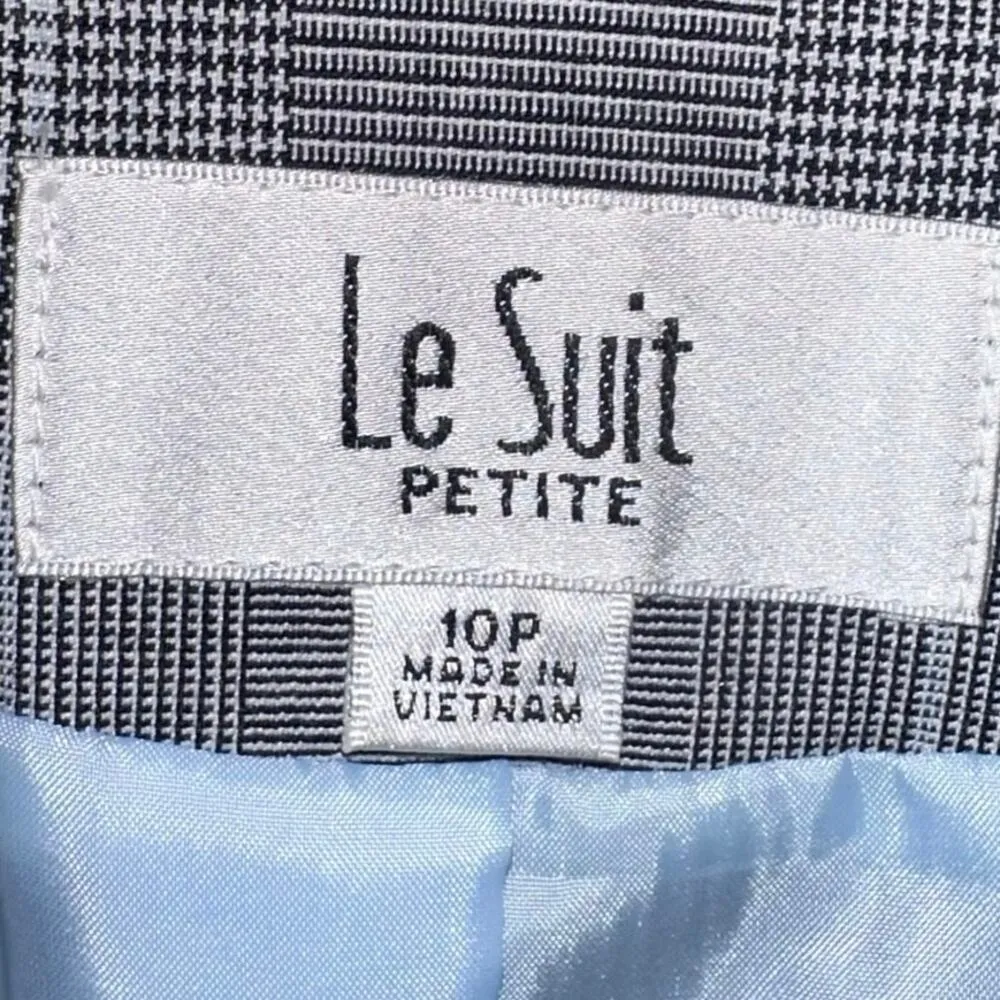 Le Suit Petite Black & White Patterned Skirt Suit - Image 7