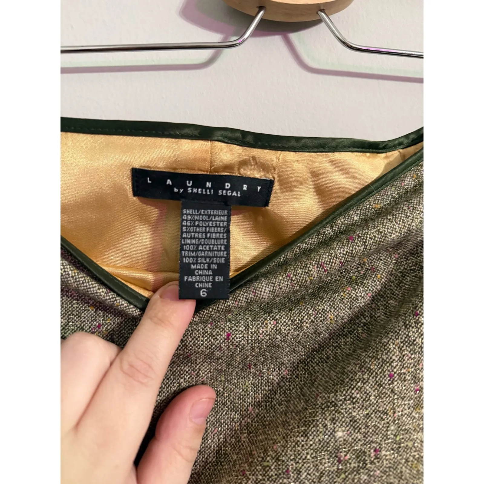 Laundry by Shelli Segal Tweed Skirt Size 6 Speckled Wool Blend Pencil Skirt - Image 3