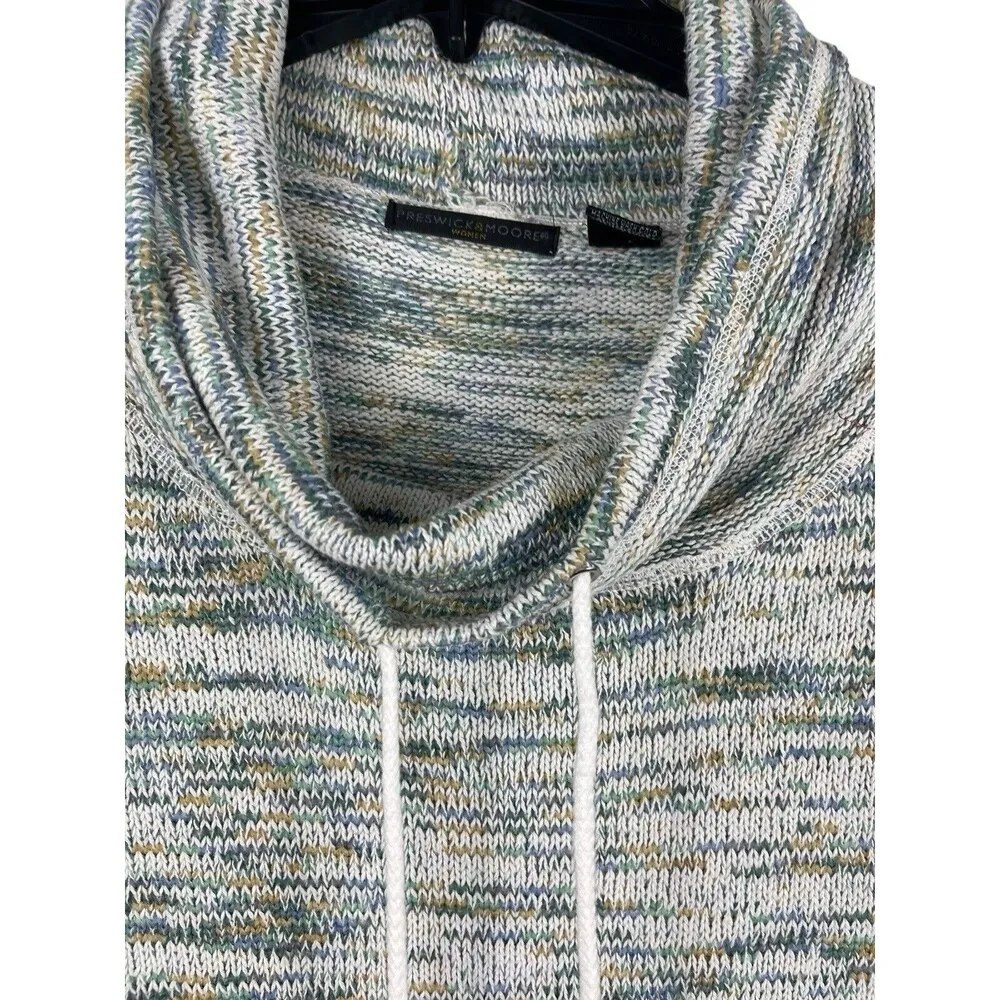 Preswick And Moore Cream Multi Color Cowl Front Pocket Pullover Sweater 3x - Image 2