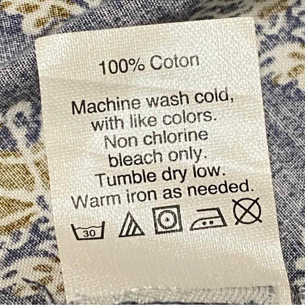 Madewell Blue Medallion Print Tunic XS High Low Hem Button Front Pockets - Image 7