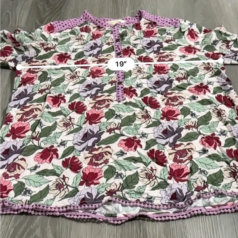 Matilda Jane Pink & Purple Floral Polka Dot Mixed Print Long Sleeve Shirt Size M - Image 6