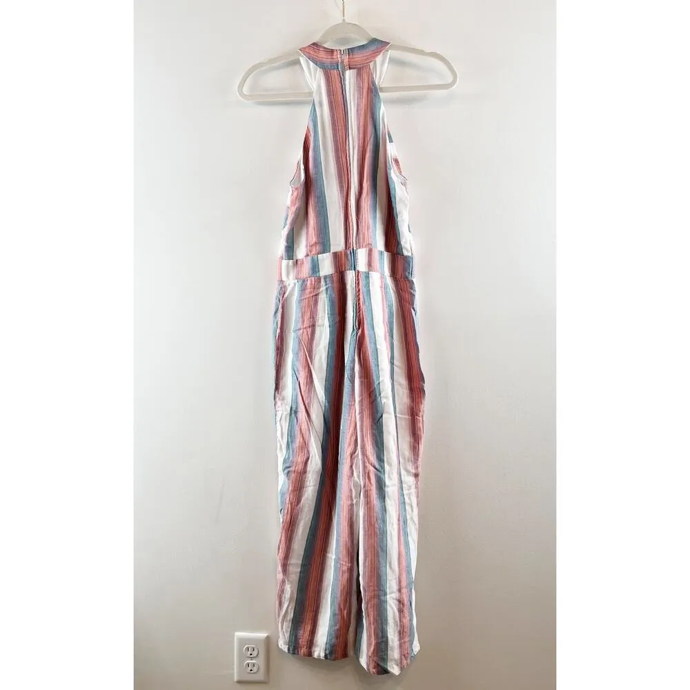 Crystal Sky Halter Neck Sleeveless Flare Leg Striped Tasseled Jumpsuit Pink 5 Size undefined - Image 14