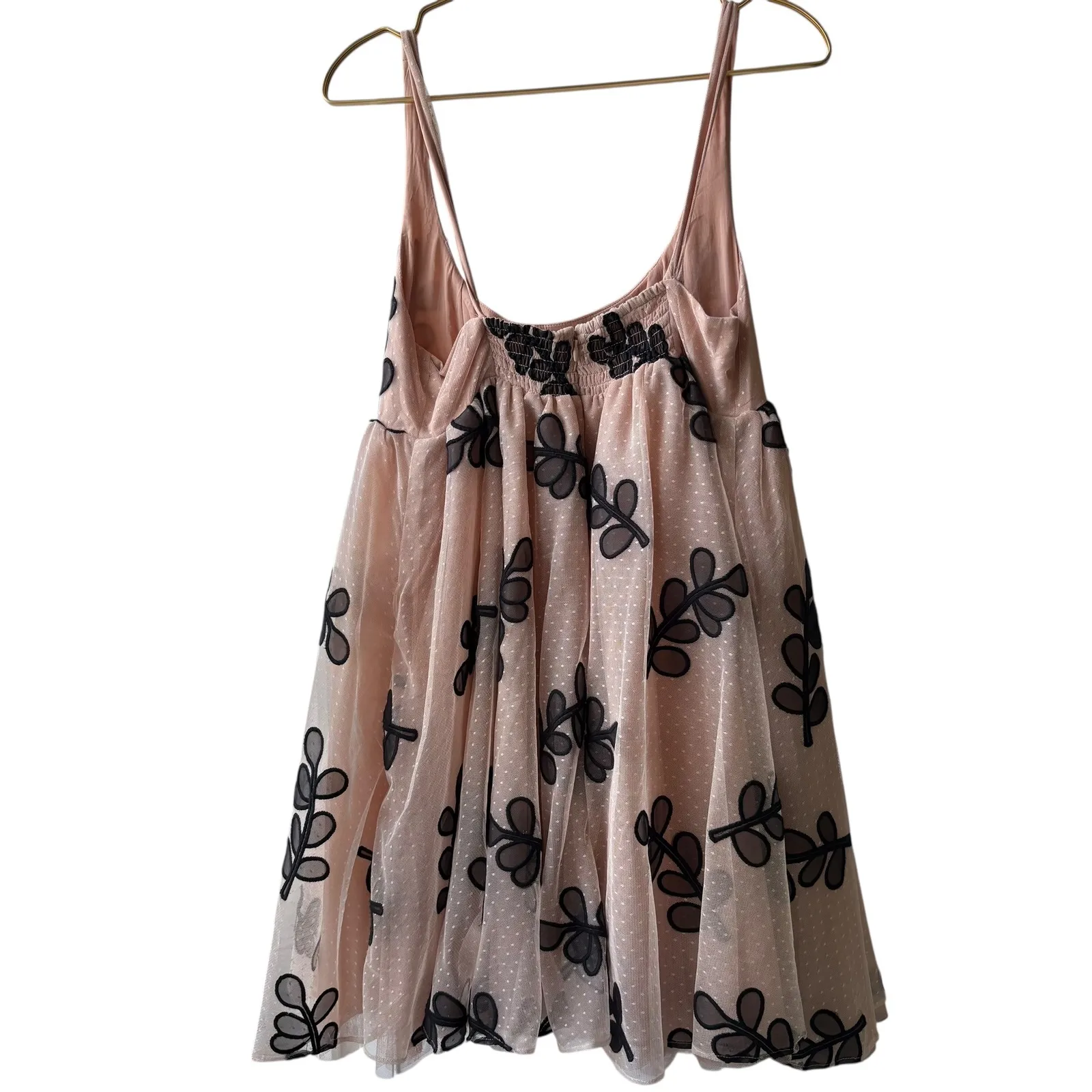 Anthropologie NWT Pink Tulle Embroidered‎ Mini Babydoll Square Neck Dress Med - Image 6