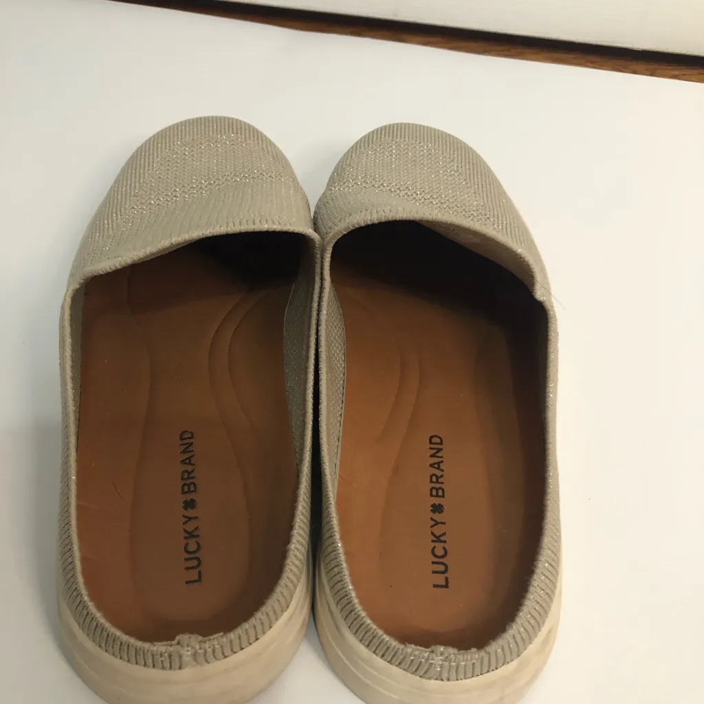 Lucky brand backless mule type sneakers slip on tan sparkly women’s size‎ 8 - Image 5