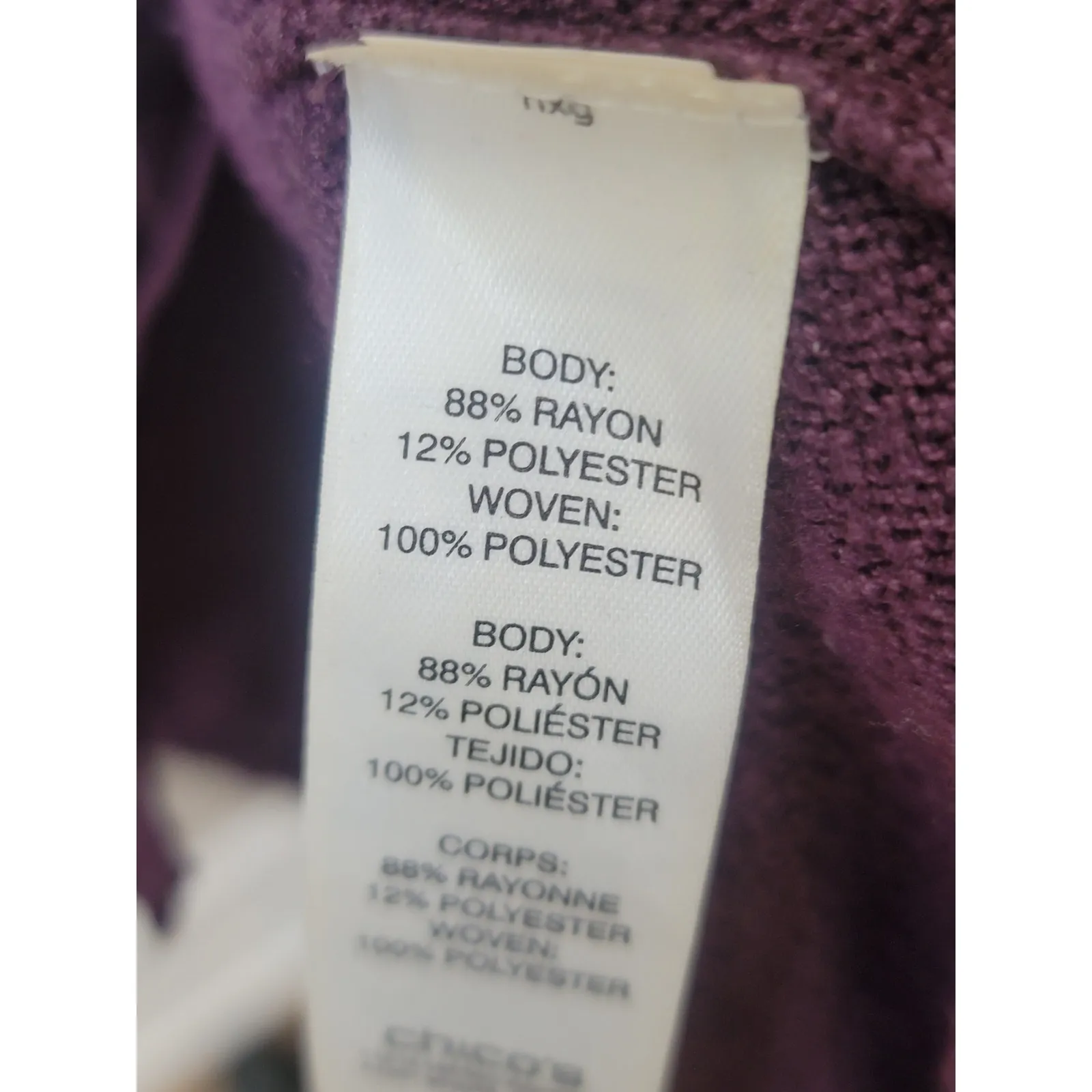 Chico's Sweater Women's Size 2 Large Purple Sheer Hem Knit Stretch Long Sleeve - Image 9