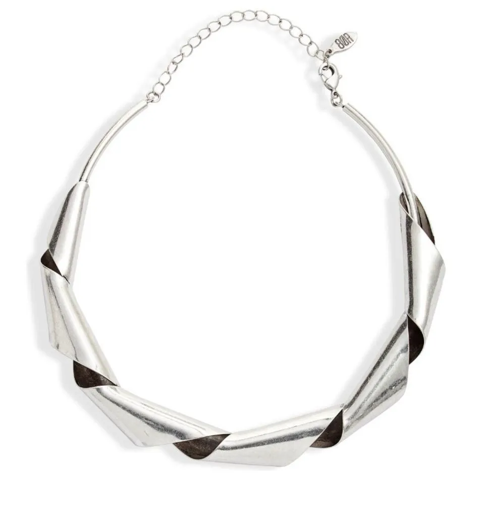8 OTHER REASONS Twisted Collar Necklace, Silver, Rustic Style, NWT - Image 1