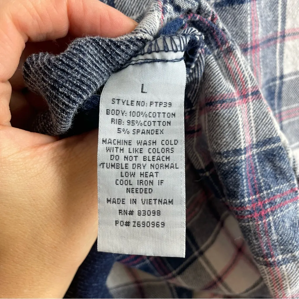 Ci Sono Plaid Button Front Shirt Blue Mixed Fabric Panels Size L - Image 11