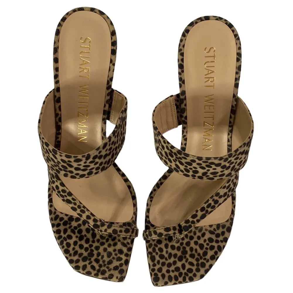 New Stuart Weitzman Lyla 75 cheetah print suede mule high-heel sandals size 8 - Image 5