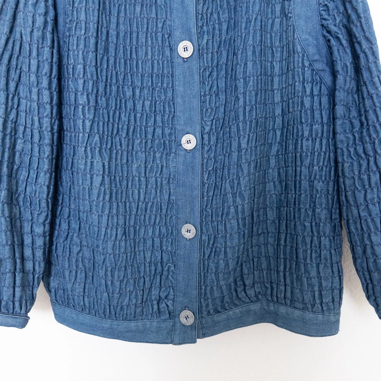 VTG Gene Ewing BIS Womens Jacket Size M Blue Denim‎ Quilted Boho Lagenlook Artsy Size M - Image 4