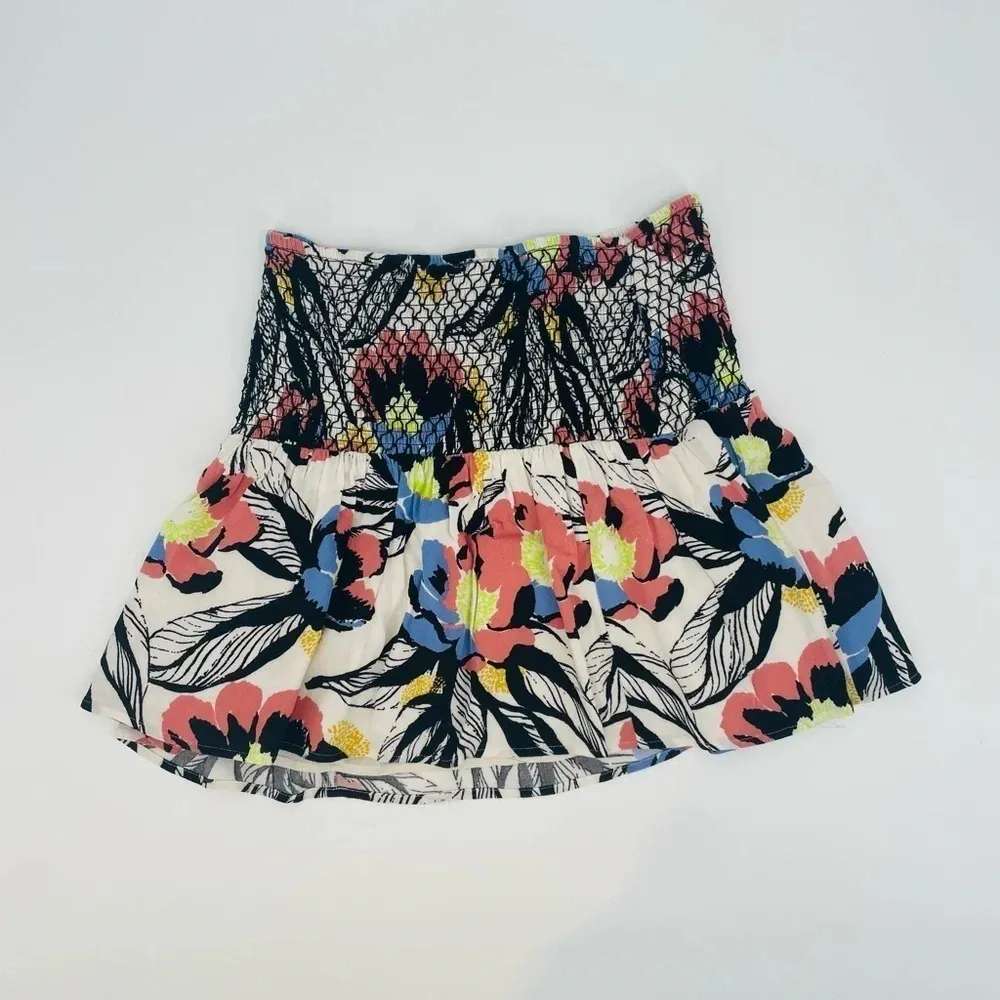 Free People LA Nights Mini Skirt Smocked Floral in Black Size S - Image 4