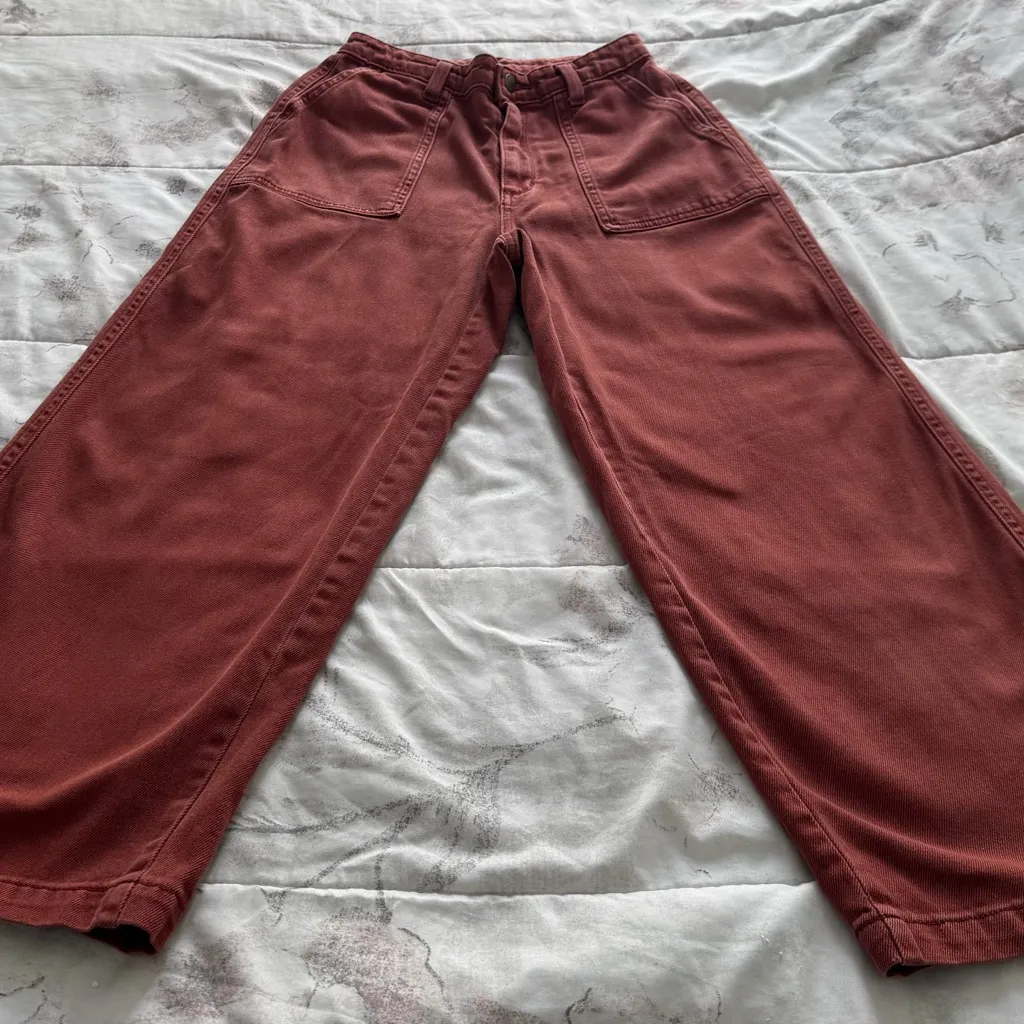 Universal Thread rust brown high waisted wide leg Cropped jeans, size 0/25” - Image 11